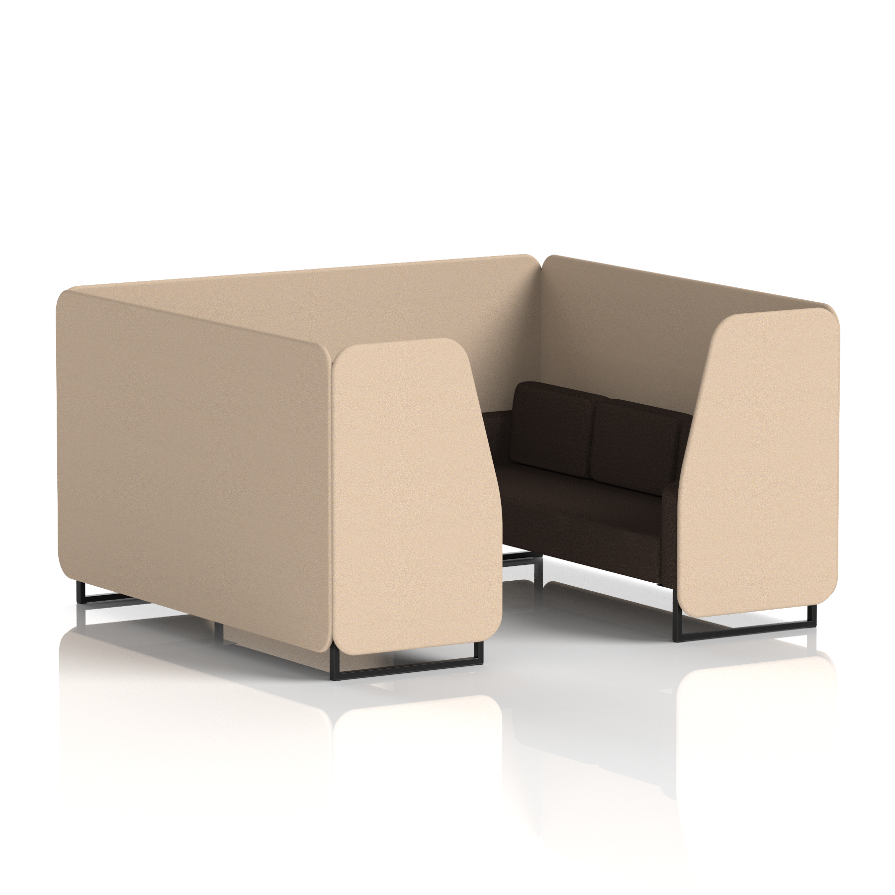 Brixworth Booth With Black Legs in Two Tone 2 Seater Osaka Panels And Zen Sofa Band 5 - Sumi