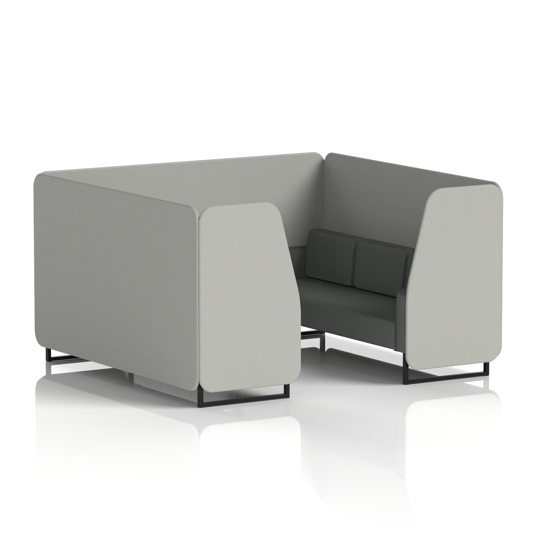 Brixworth Booth With Black Legs in Two Tone 2 Seater Zen Panels And Osaka Sofa Band 5 - Sumi
