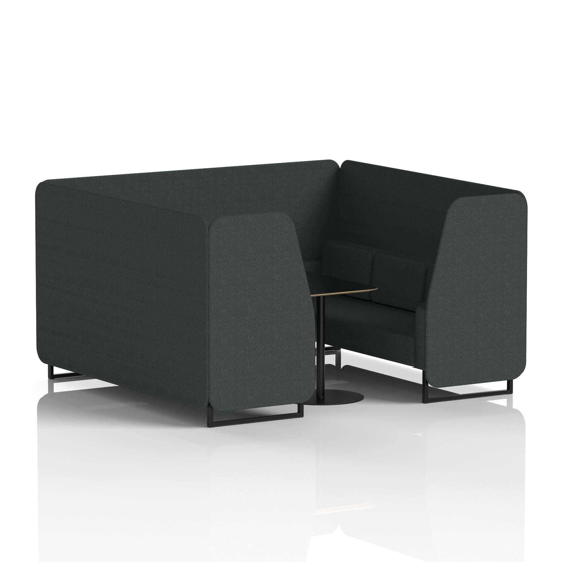 Brixworth Booth With Black Legs And Black Table In Single Tone 4 Seater Mix Panels And Sofa Band 4 - Synergy