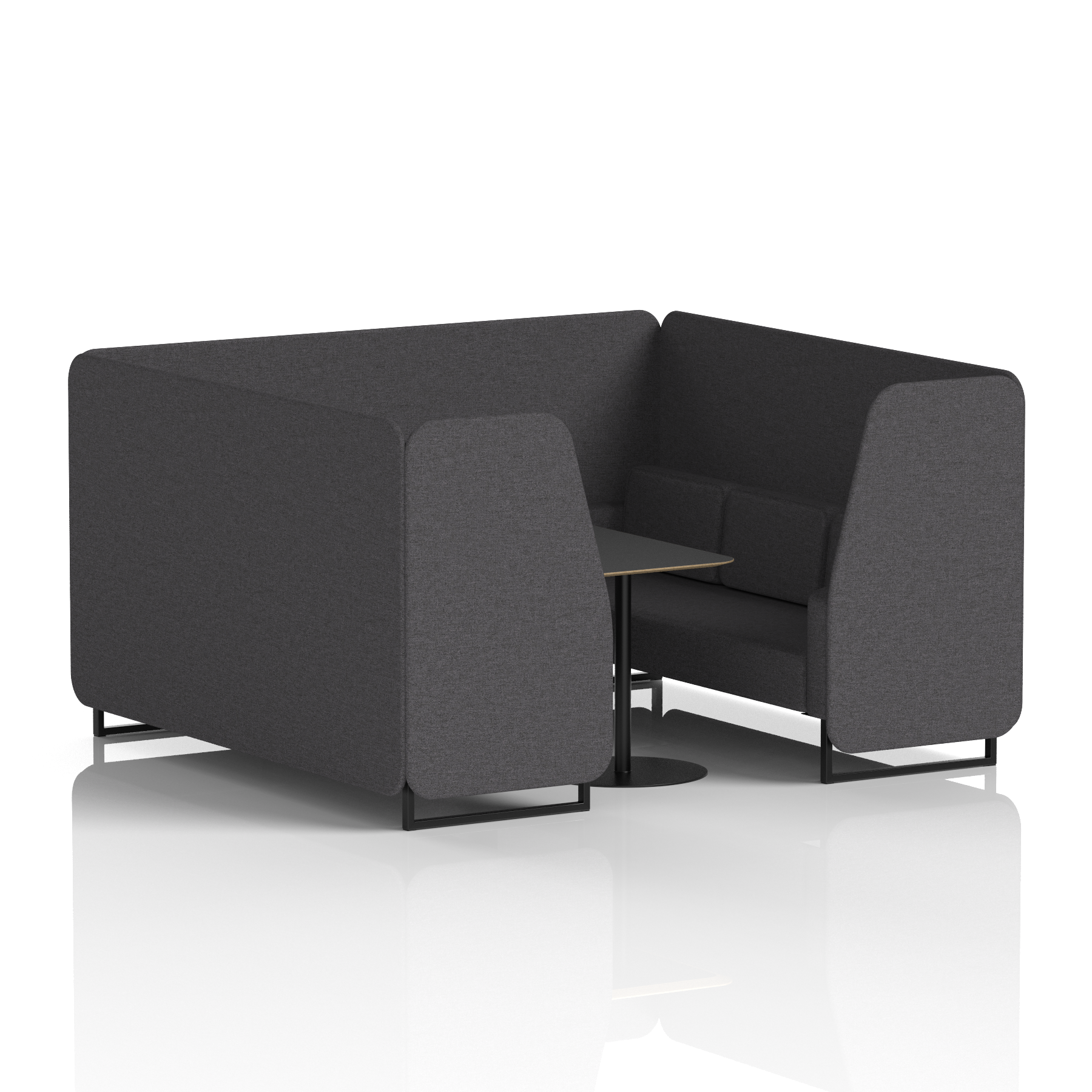 Brixworth Booth With Black Legs And Black Table In Single Tone 2 Seater Partner Panels And Sofa Band 4 - Synergy