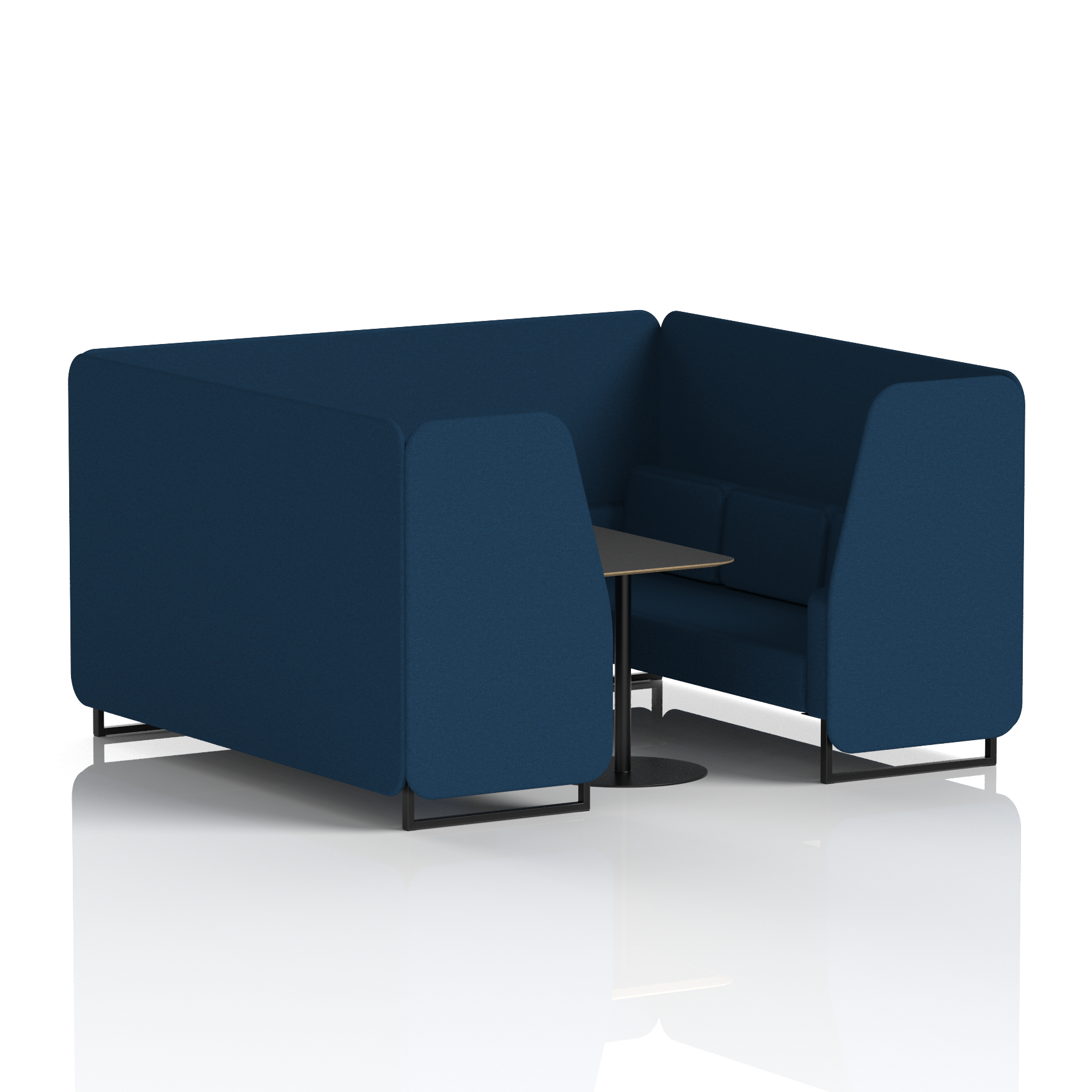 Brixworth Booth With Black Legs And Black Table In Single Tone 4 Seater Partner Panels And Sofa Band 4 - Synergy