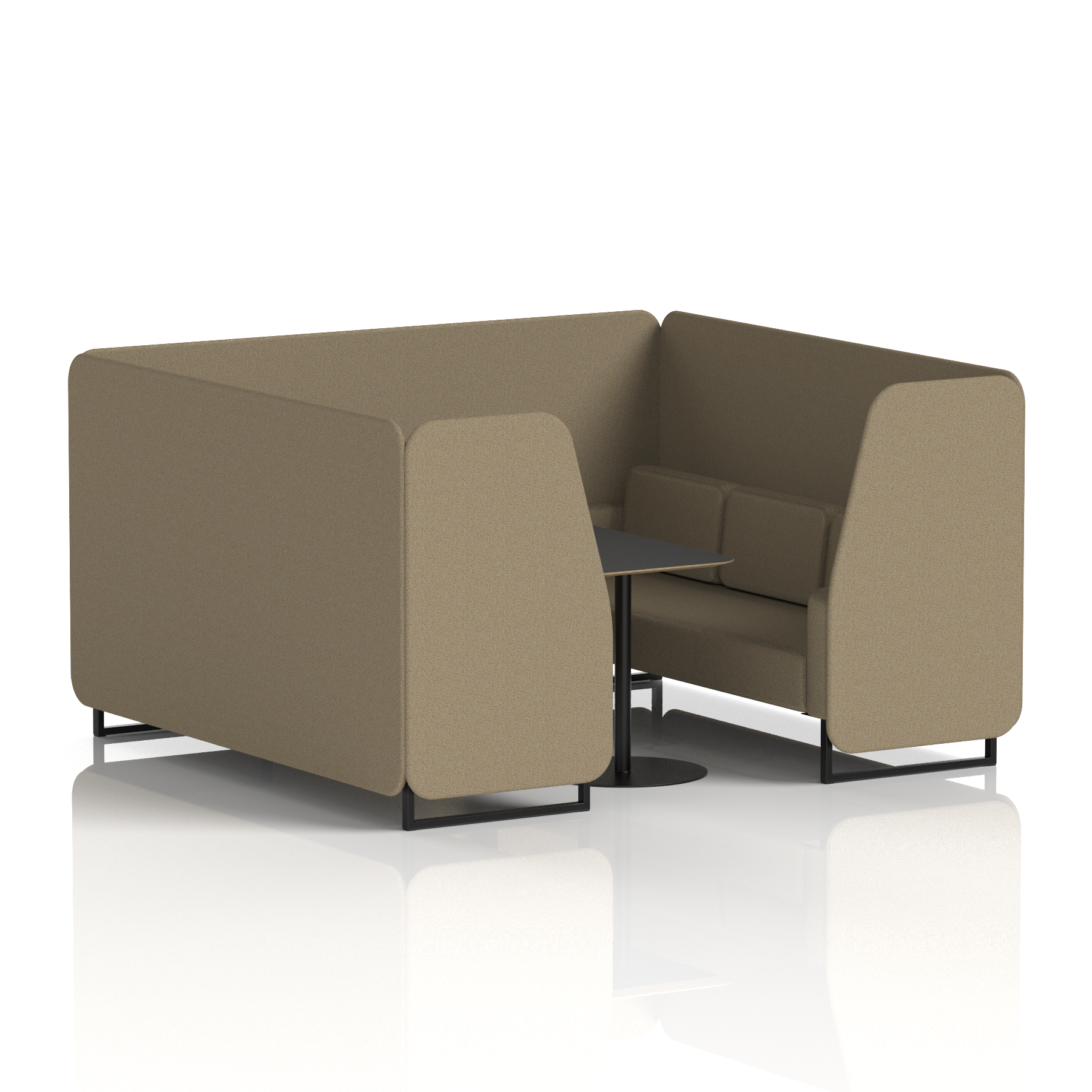 Brixworth Booth With Black Legs And Black Table In Single Tone 2 Seater Handa Panels And Sofa Band 5 - Sumi