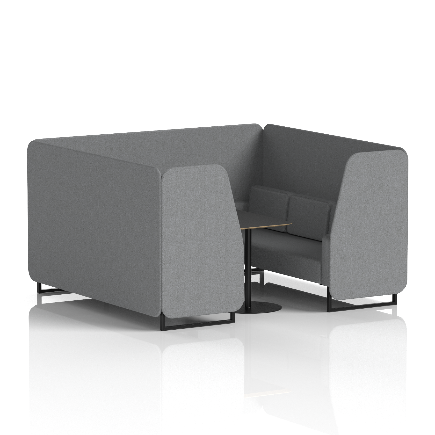 Brixworth Booth With Black Legs And Black Table In Single Tone 4 Seater Tokyo Panels And Sofa Band 5 - Sumi