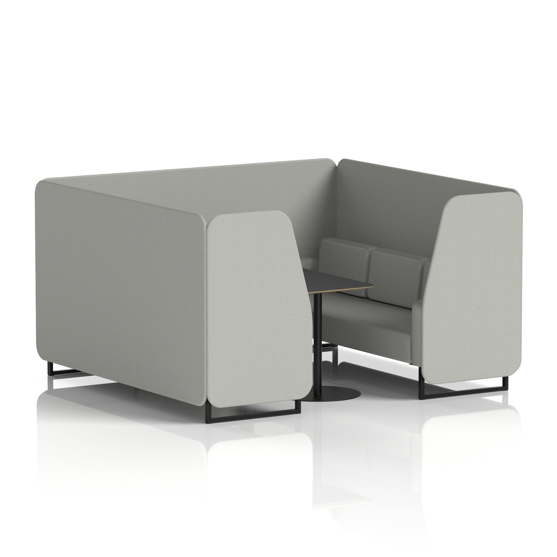 Brixworth Booth With Black Legs And Black Table In Single Tone 2 Seater Zen Panels And Sofa Band 5 - Sumi