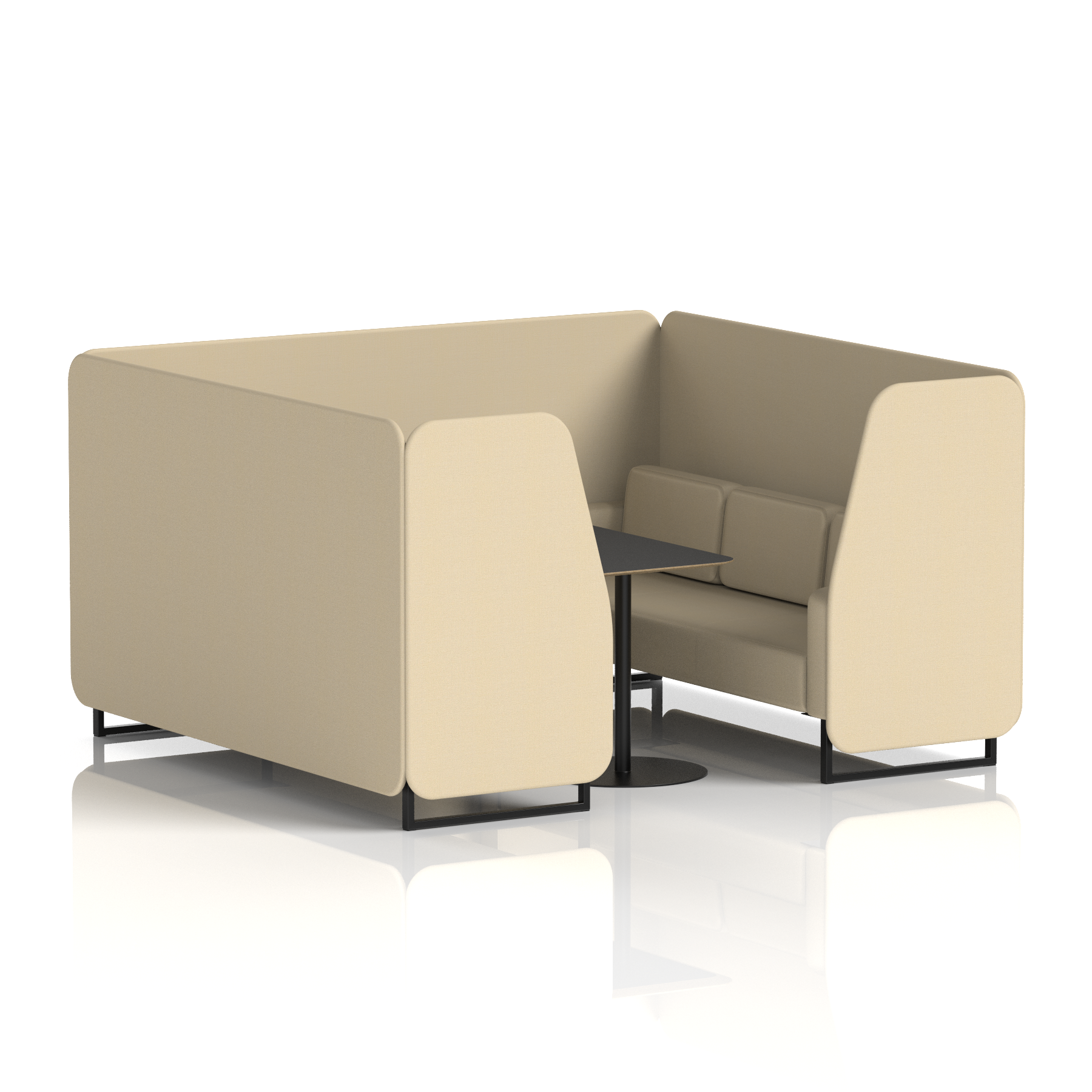 Brixworth Booth With Black Legs And Black Table In Single Tone 6 Seater Zen Panels And Sofa Band 5 - Sumi