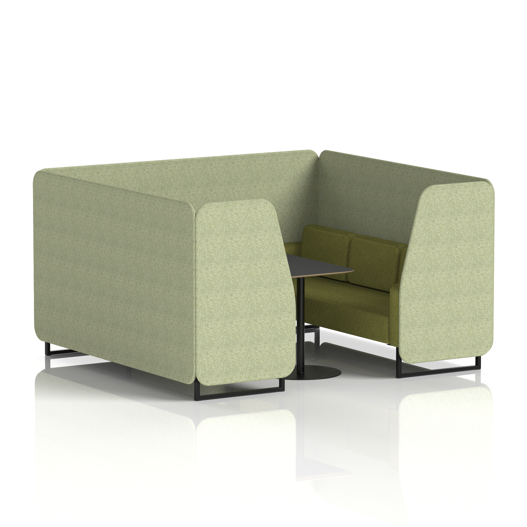 Brixworth Booth With Black Legs And Black Table In Two Tone 2 Seater Mix Panels And Partner Sofa  