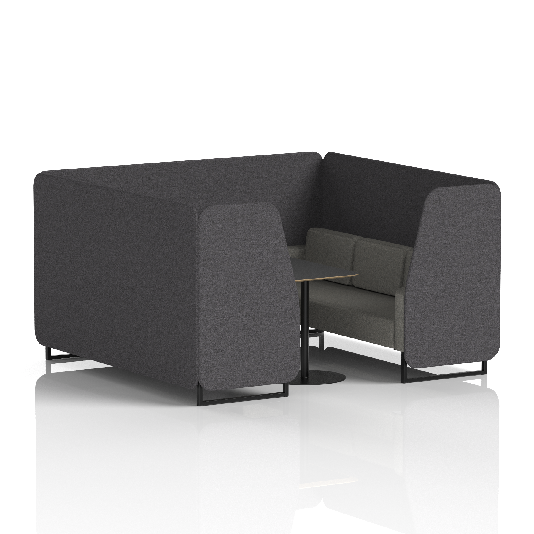 Brixworth Booth With Black Legs And Black Table In Two Tone 2 Seater Partner Panels And Mix Sofa  