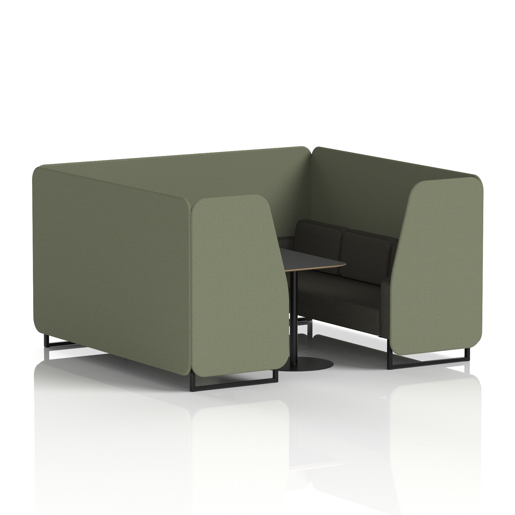 Brixworth Booth With Black Legs And Black Table In Two Tone 4 Seater Handa Panels And Uto Sofa  