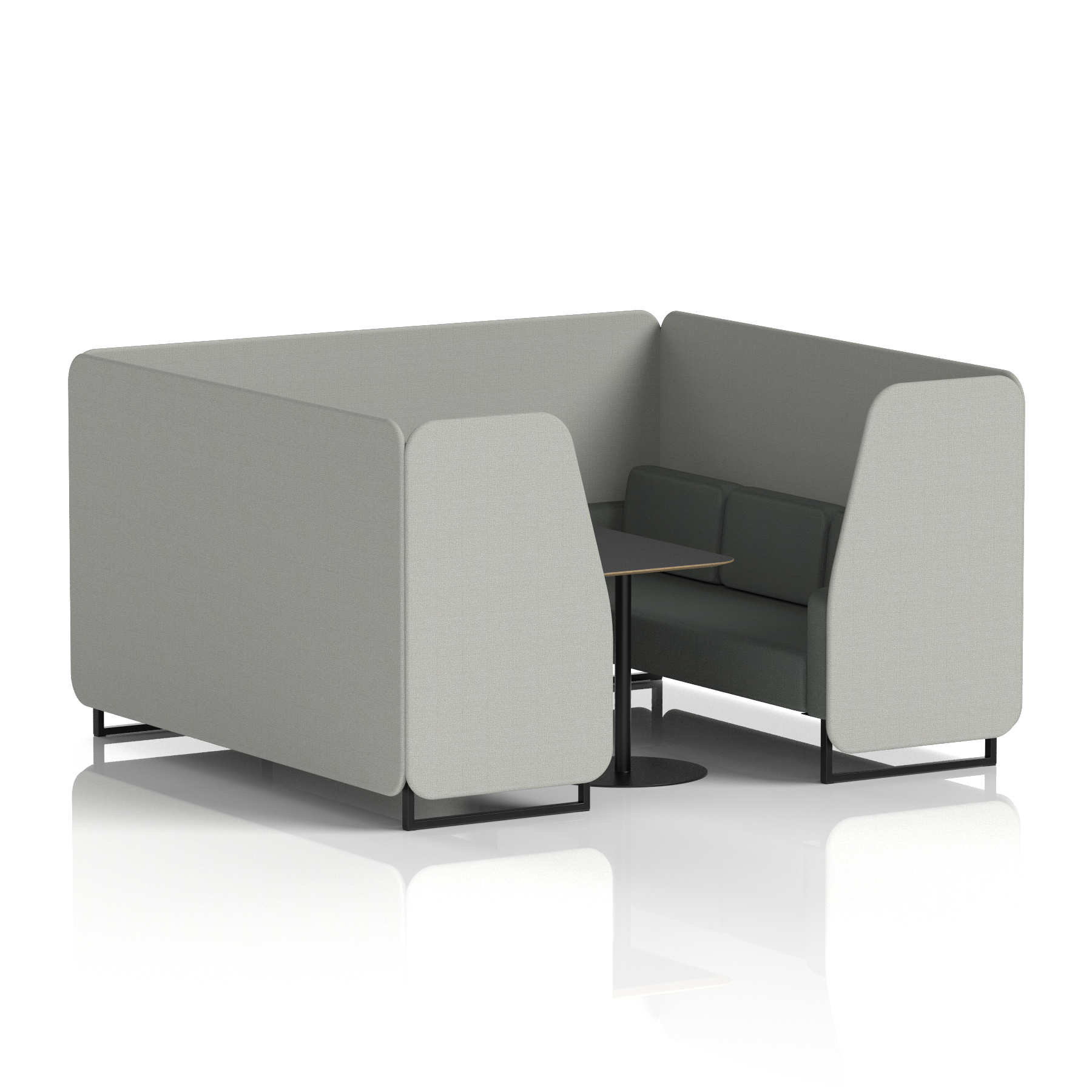 Brixworth Booth With Black Legs And Black Table In Two Tone 2 Seater Zen Panels And Osaka Sofa  