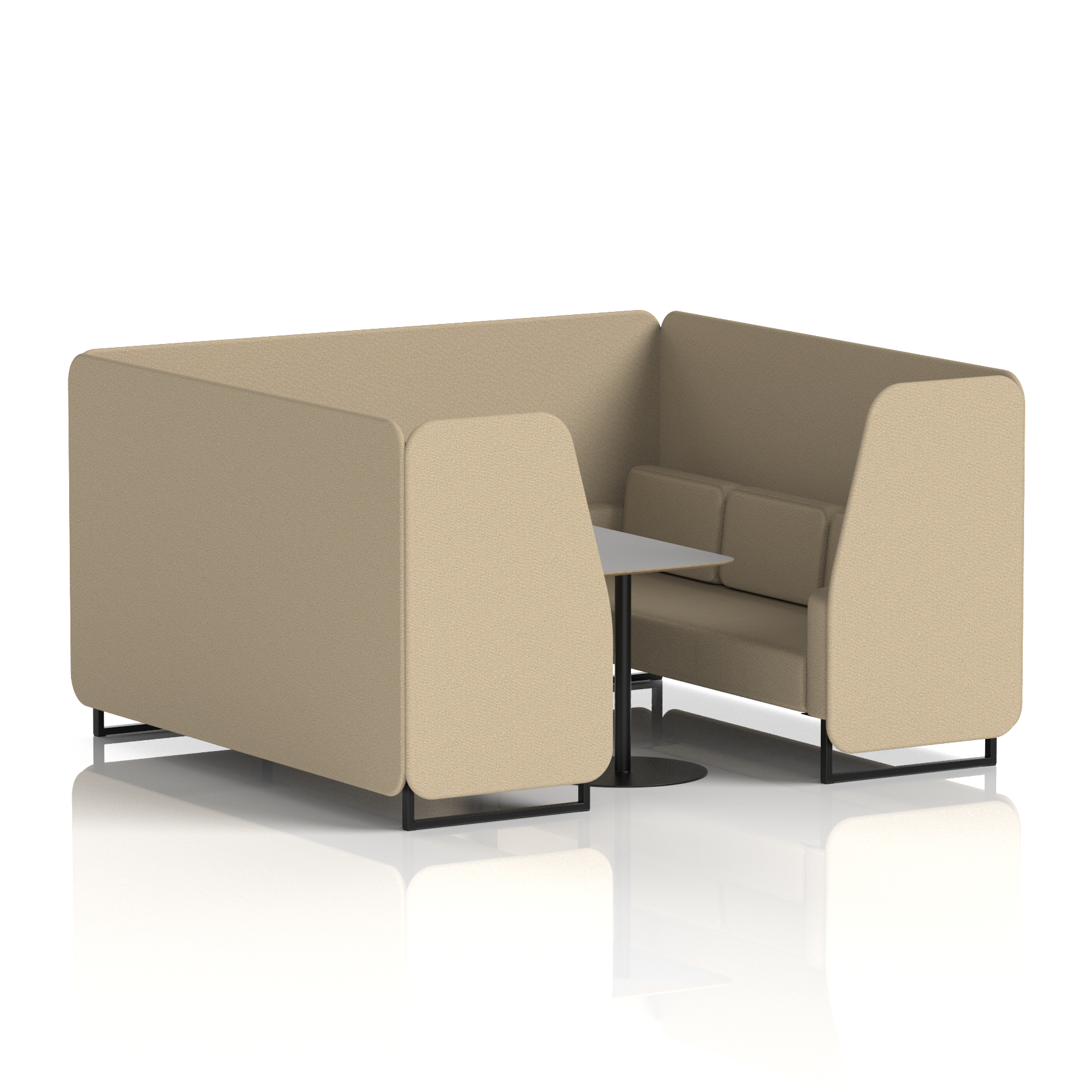 Brixworth Booth With Black Legs And Grey Table In Single Tone 4 Seater Kobe Panels And Sofa Band 5 - Sumi