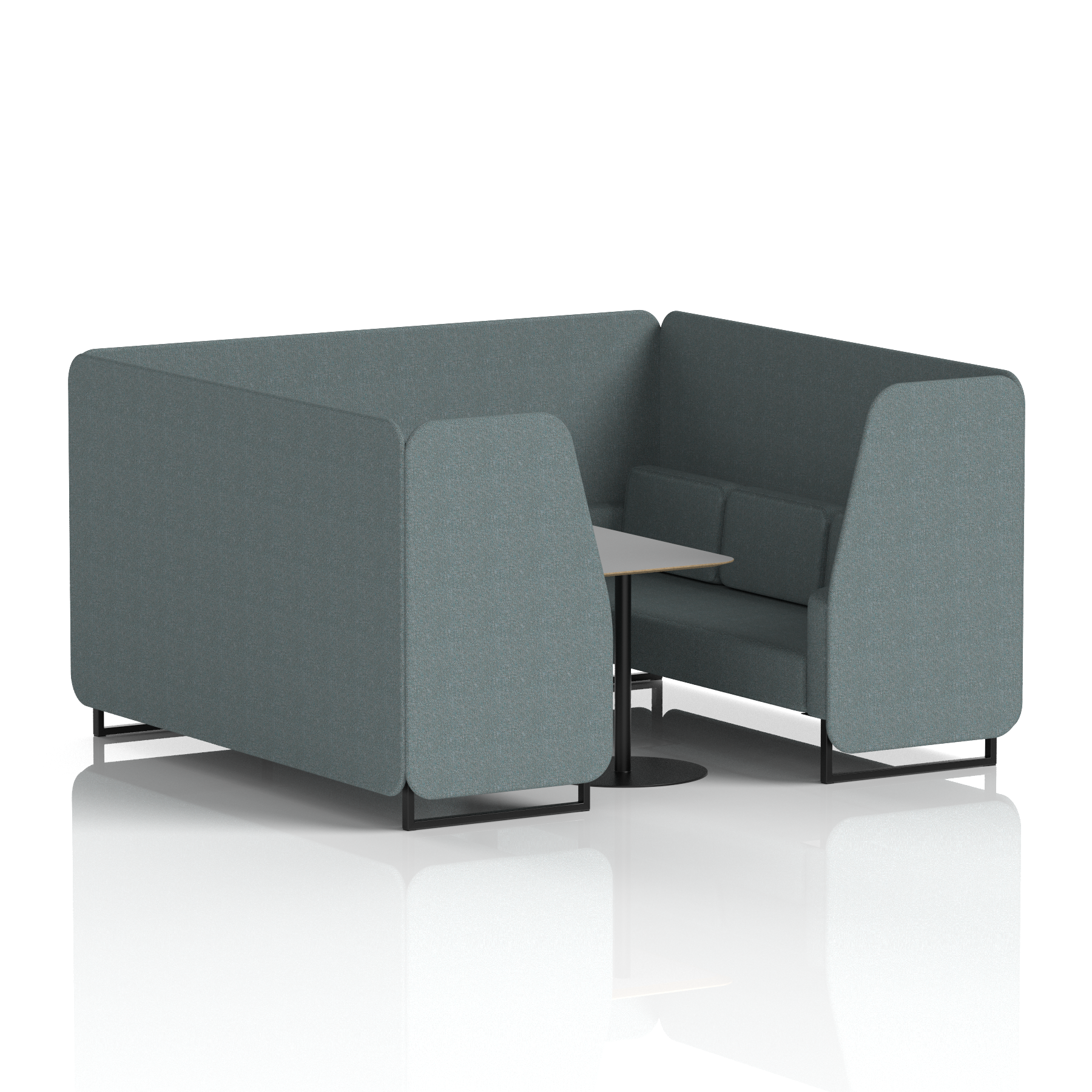 Brixworth Booth With Black Legs And Grey Table In Single Tone 6 Seater Kobe Panels And Sofa Band 5 - Sumi