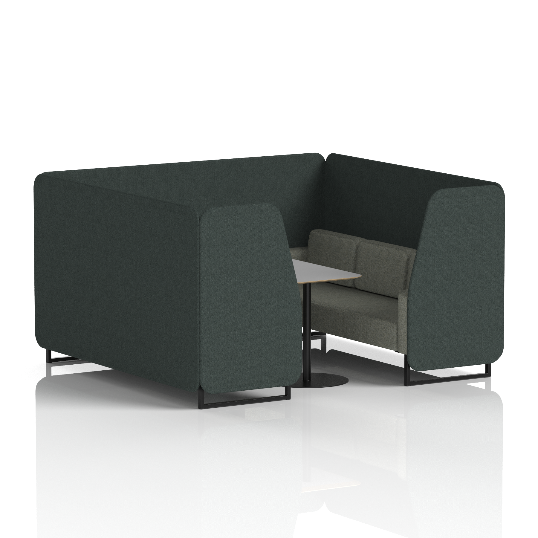 Brixworth Booth With Black Legs And Grey Table In Two Tone 4 Seater Mix Panels And Partner Sofa Band 4 - Synergy