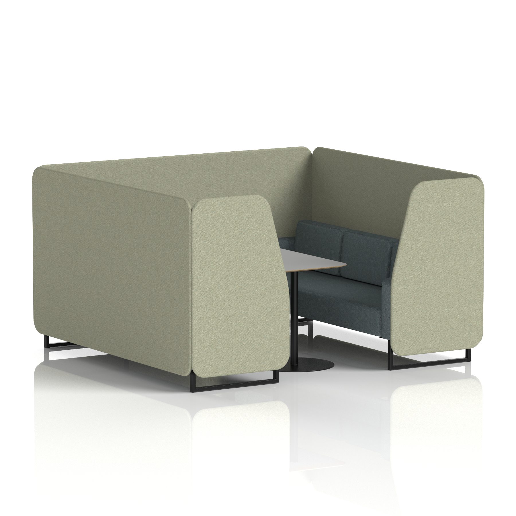 Brixworth Booth With Black Legs And Grey Table In Two Tone 6 Seater Handa Panels And Uto Sofa Band 5 - Sumi