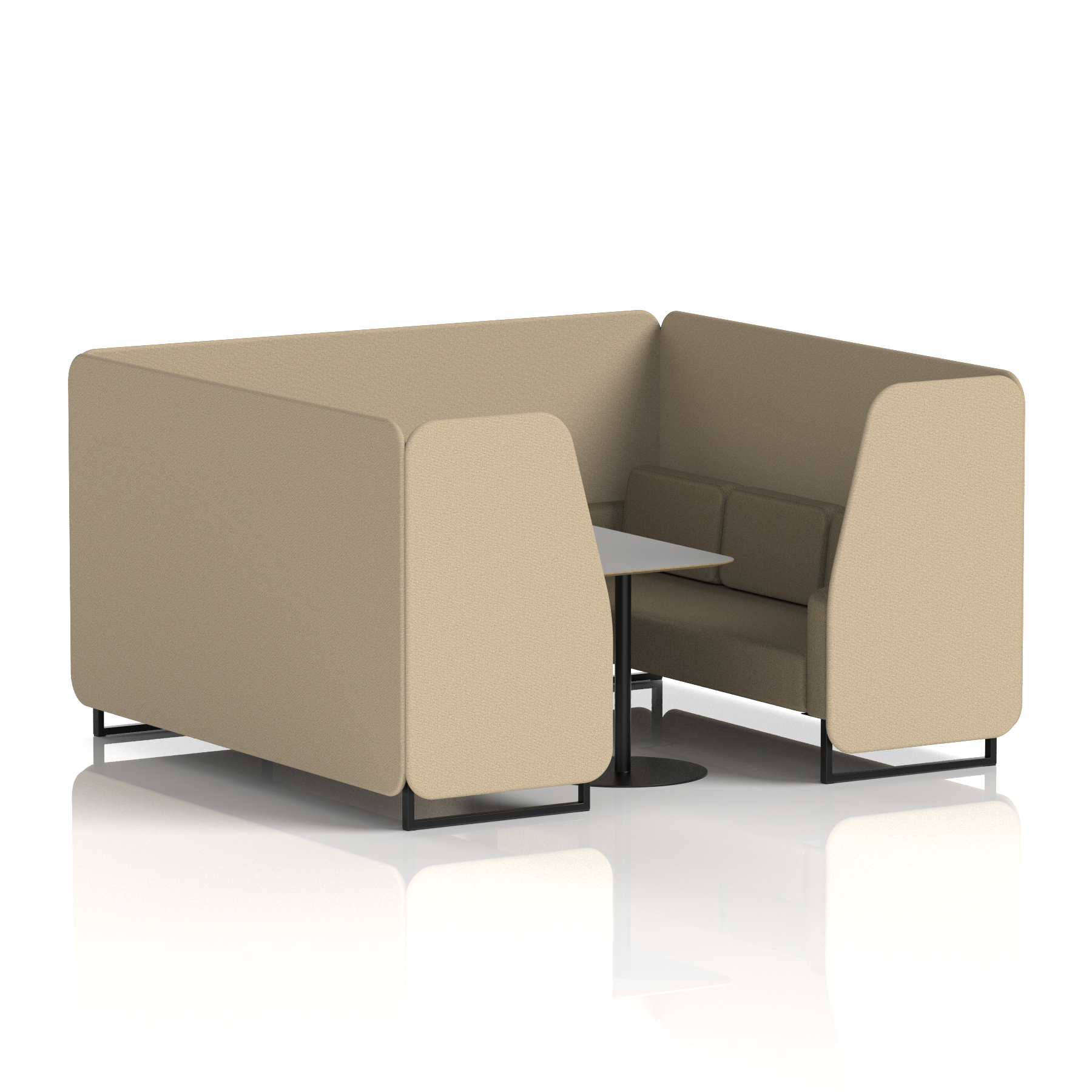 Brixworth Booth With Black Legs And Grey Table In Two Tone 4 Seater Kobe Panels And Tokyo Sofa Band 5 - Sumi