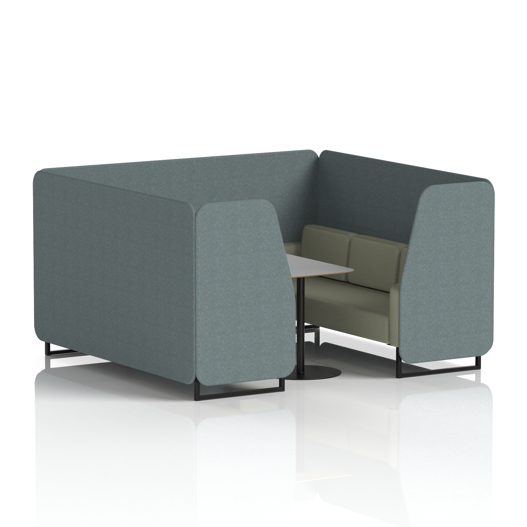 Brixworth Booth With Black Legs And Grey Table In Two Tone 6 Seater Kobe Panels And Tokyo Sofa Band 5 - Sumi