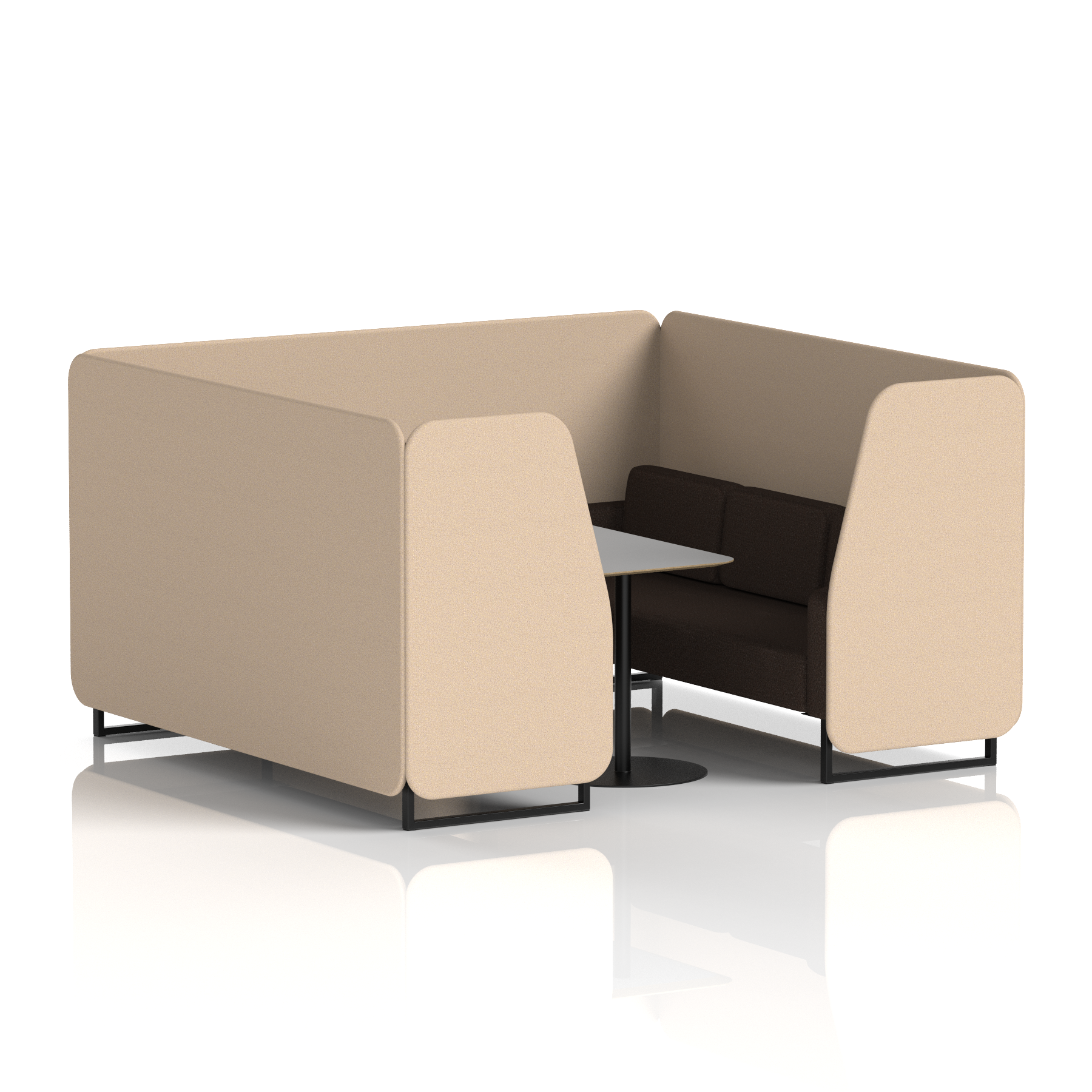 Brixworth Booth With Black Legs And Grey Table In Two Tone 2 Seater Osaka Panels And Zen Sofa Band 5 - Sumi