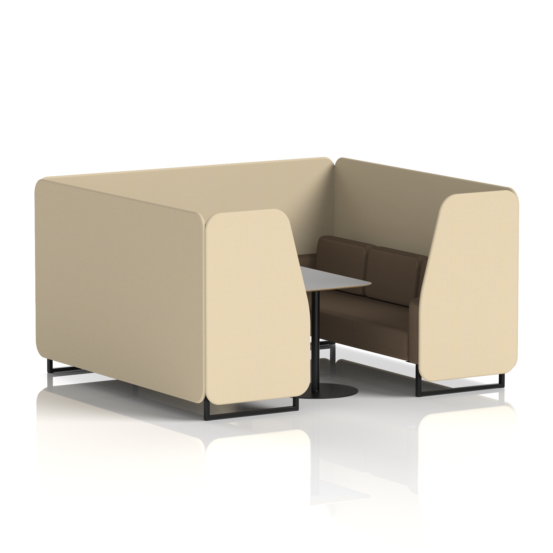 Brixworth Booth With Black Legs And Grey Table In Two Tone 6 Seater Zen Panels And Osaka Sofa Band 5 - Sumi
