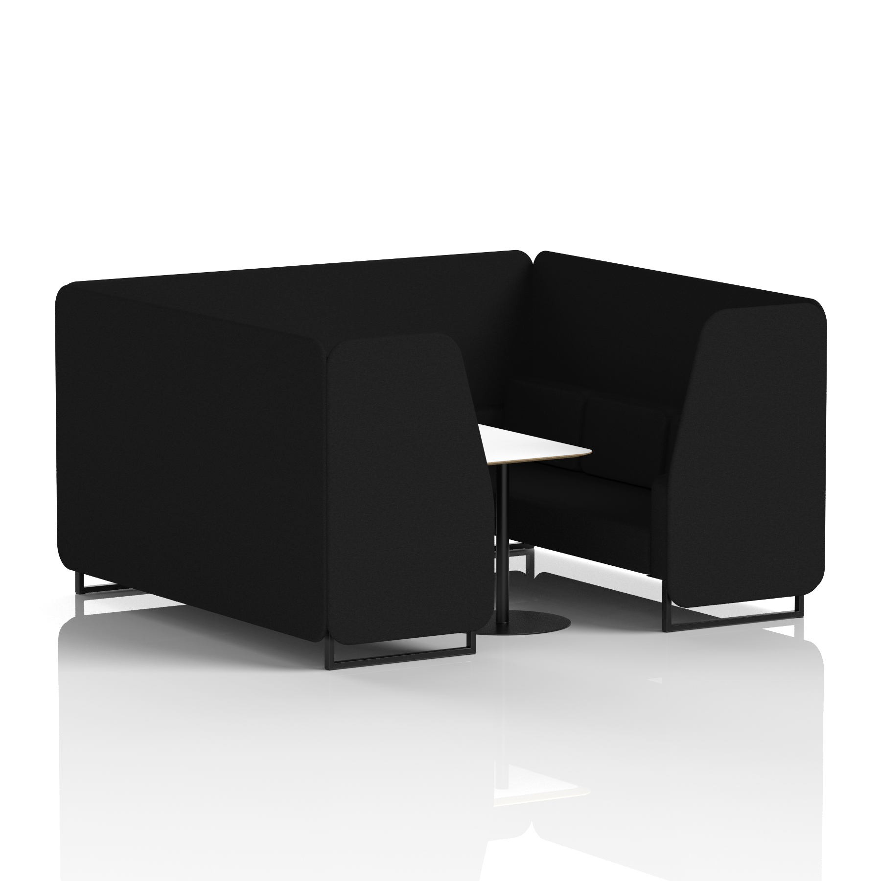 Brixworth Booth With Black Legs And White Table In Single Tone 6 Seater Partner Panels And Sofa Band 4 - Synergy