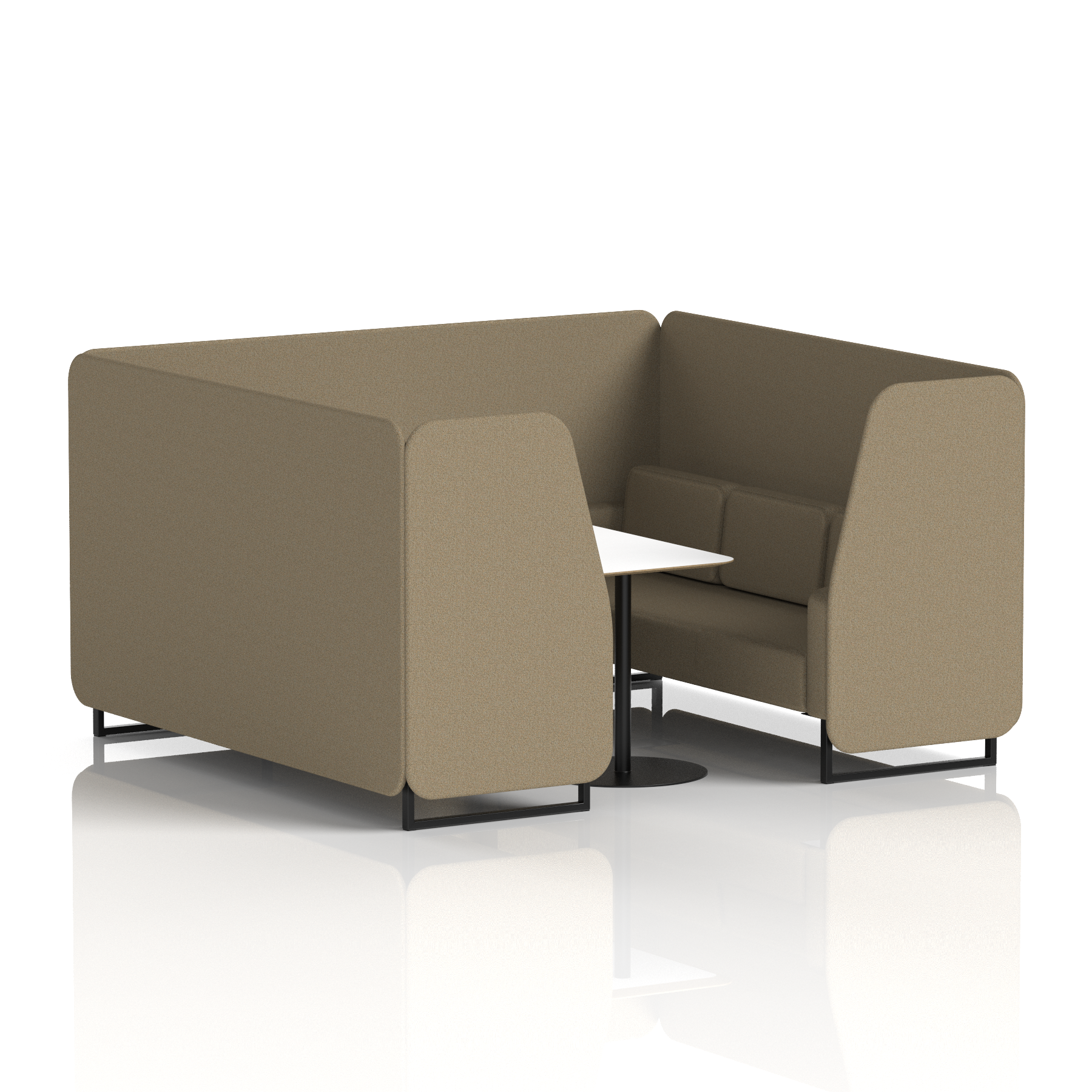 Brixworth Booth With Black Legs And White Table In Single Tone 2 Seater Handa Panels And Sofa Band 5 - Sumi