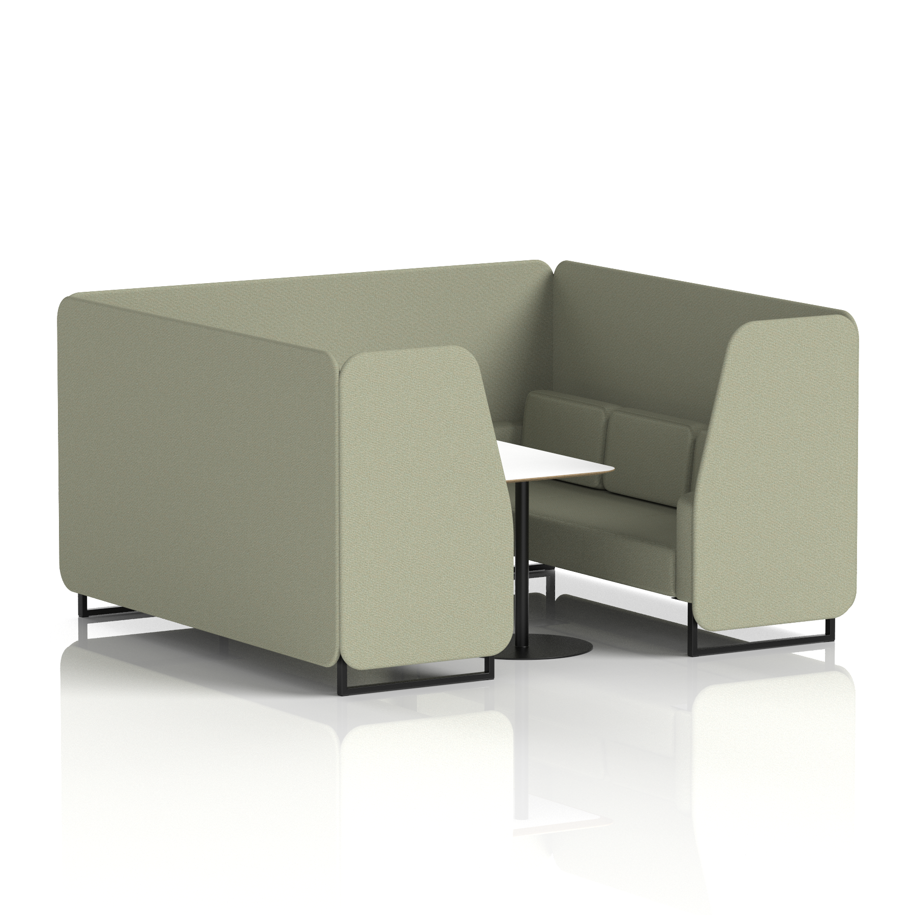 Brixworth Booth With Black Legs And White Table In Single Tone 6 Seater Handa Panels And Sofa Band 5 - Sumi