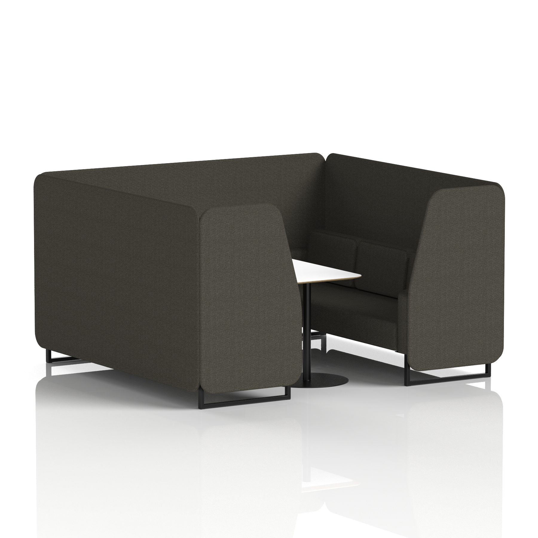 Brixworth Booth With Black Legs And White Table In Single Tone 2 Seater Kobe Panels And Sofa Band 5 - Sumi