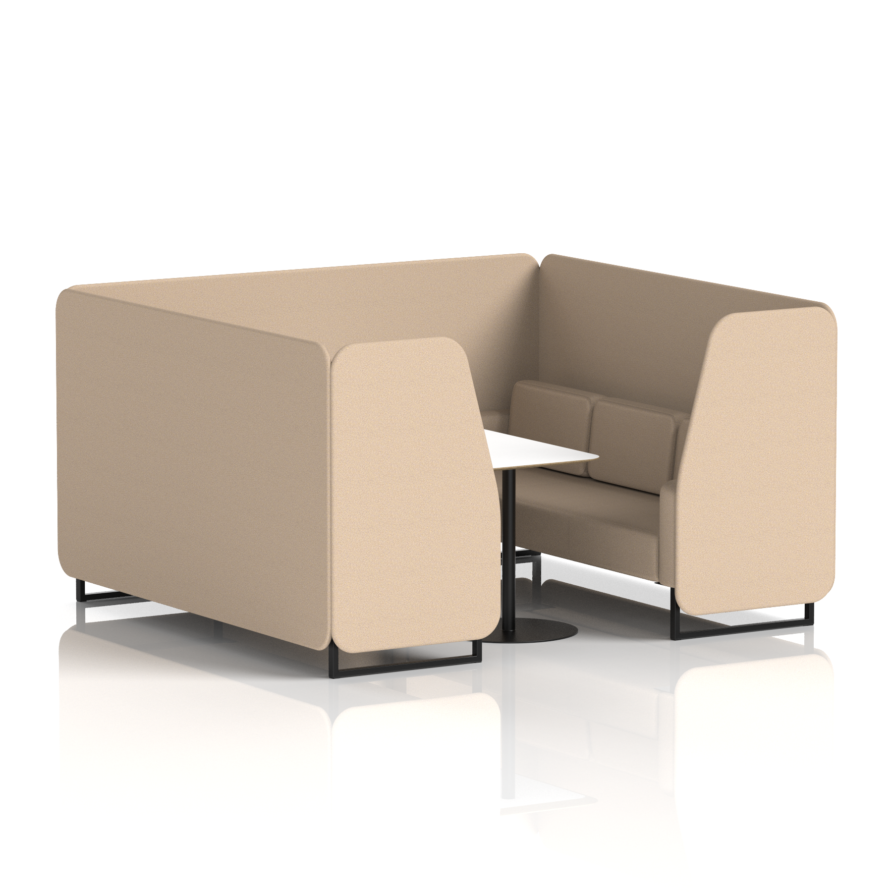 Brixworth Booth With Black Legs And White Table In Single Tone 2 Seater Osaka Panels And Sofa Band 5 - Sumi