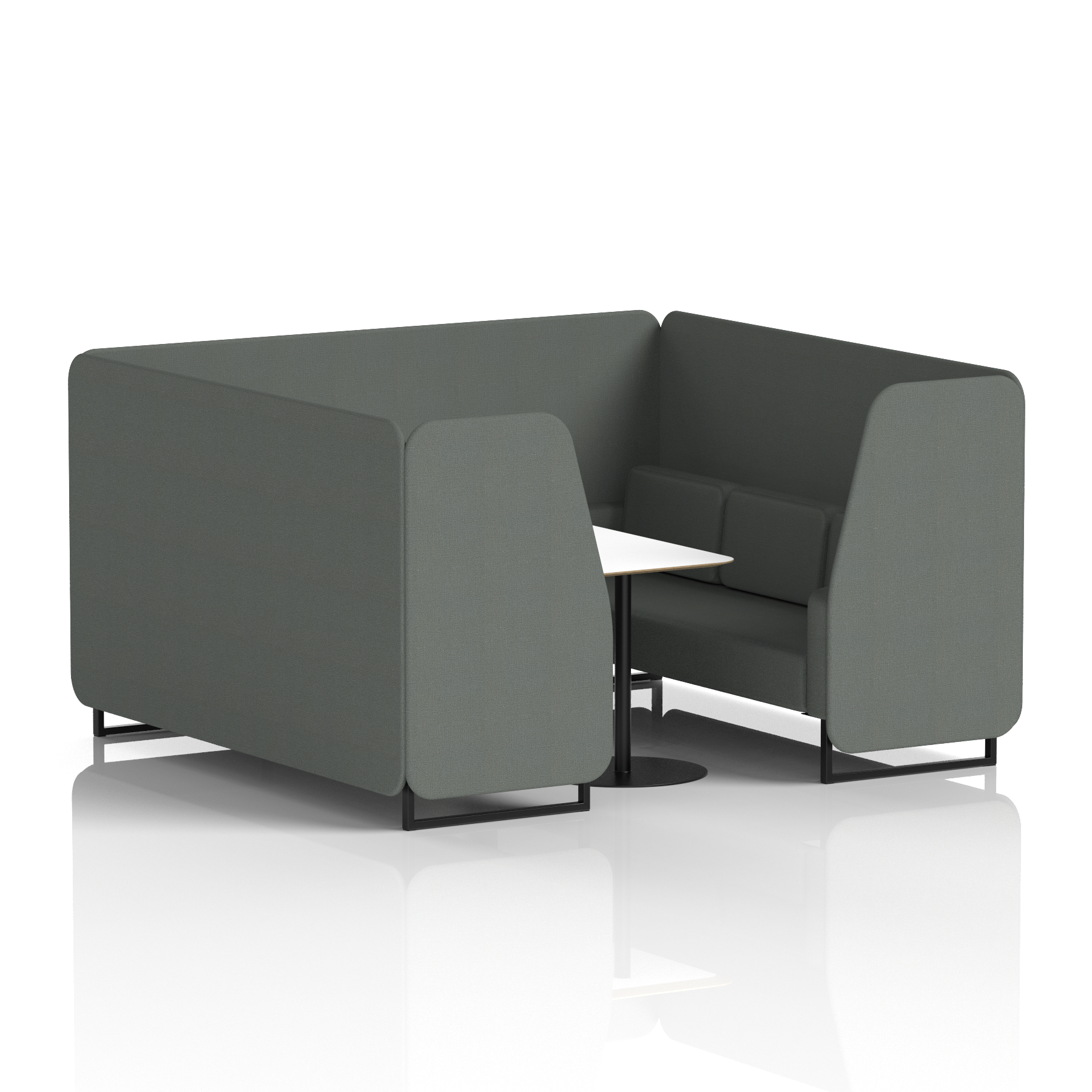 Brixworth Booth With Black Legs And White Table In Single Tone 4 Seater Uto Panels And Sofa Band 5 - Sumi