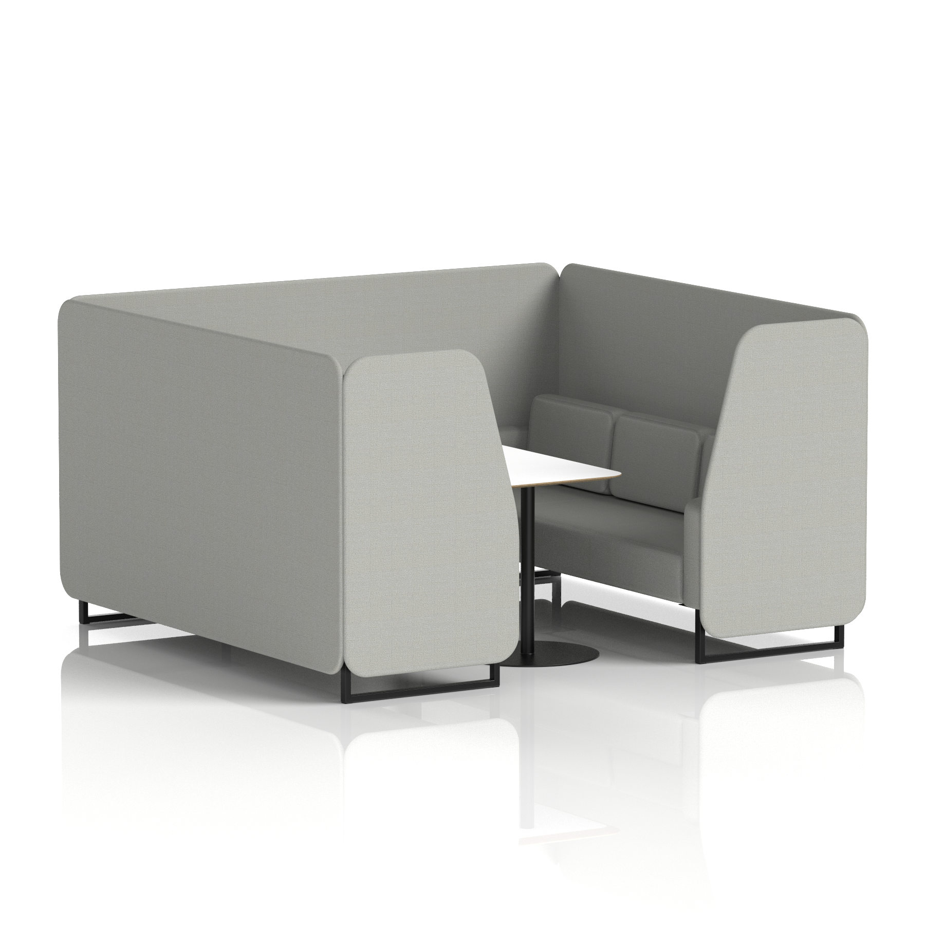 Brixworth Booth With Black Legs And White Table In Single Tone 2 Seater Zen Panels And Sofa Band 5 - Sumi
