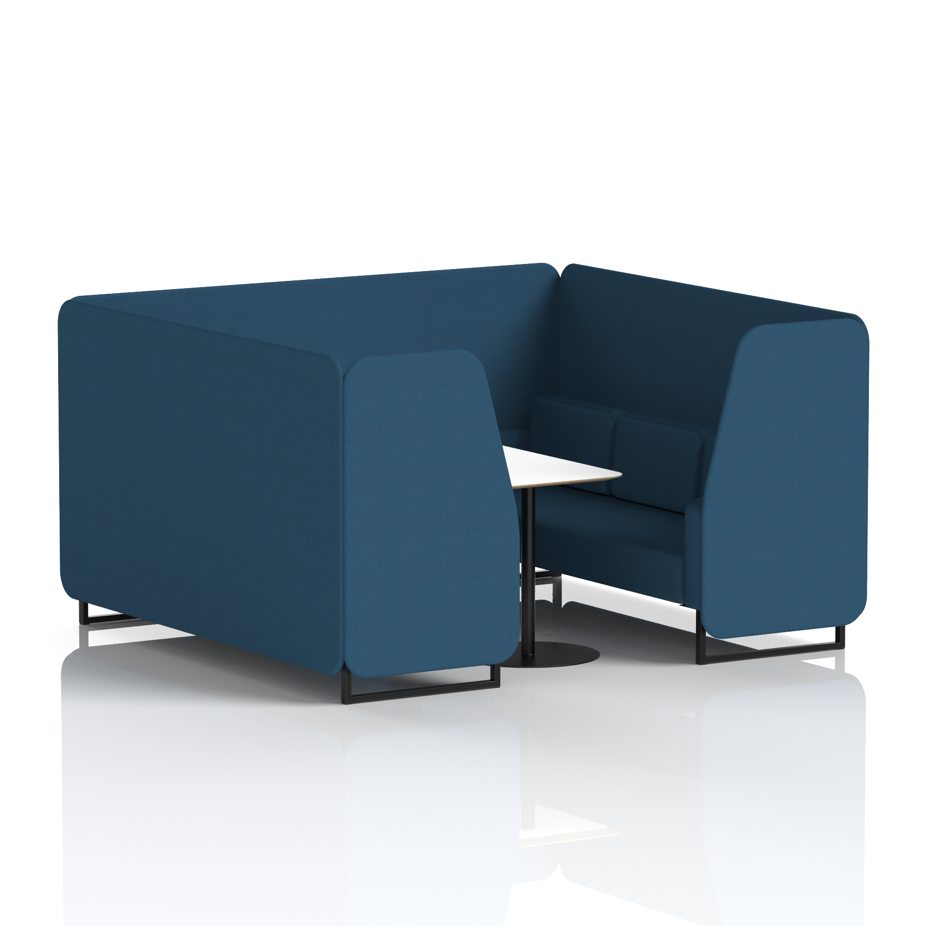 Brixworth Booth With Black Legs And White Table In Single Tone 4 Seater Zen Panels And Sofa Band 5 - Sumi