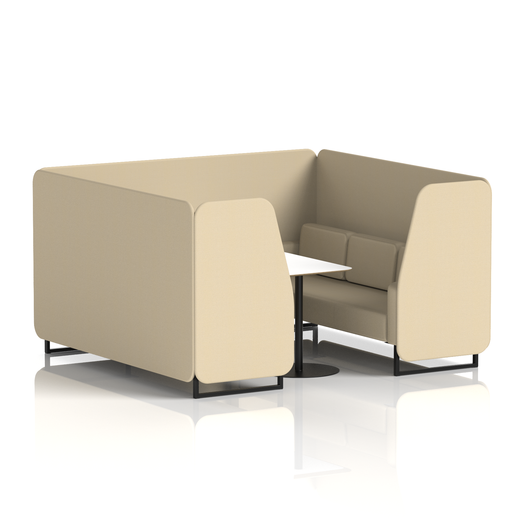 Brixworth Booth With Black Legs And White Table In Single Tone 6 Seater Zen Panels And Sofa Band 5 - Sumi