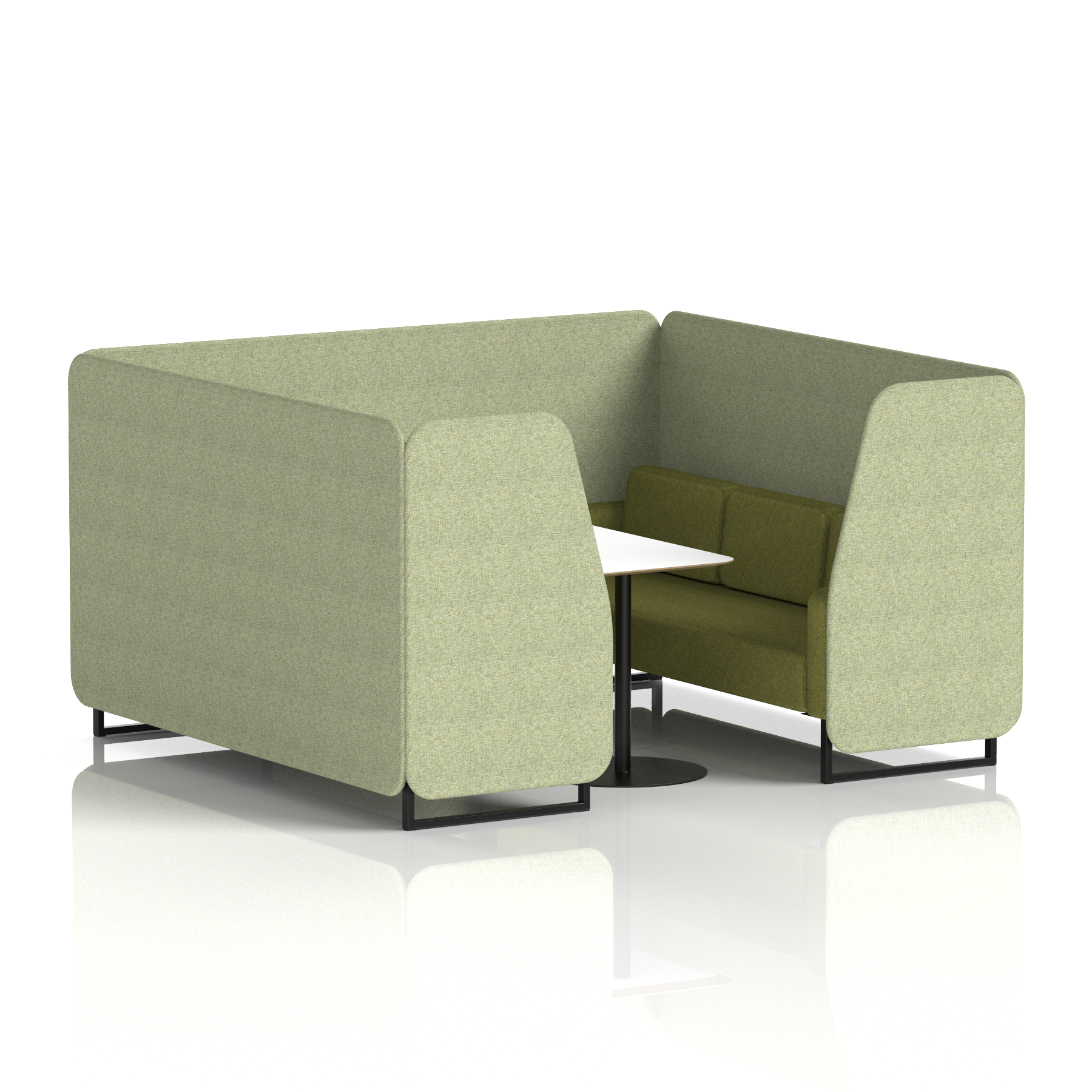 Brixworth Booth With Black Legs And White Table In Two Tone 2 Seater Mix Panels And Partner Sofa Band 4 - Synergy