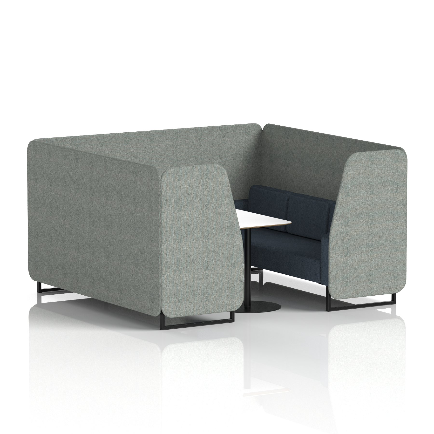 Brixworth Booth With Black Legs And White Table In Two Tone 4 Seater Order Panels And Alike Sofa Band 4 - Synergy
