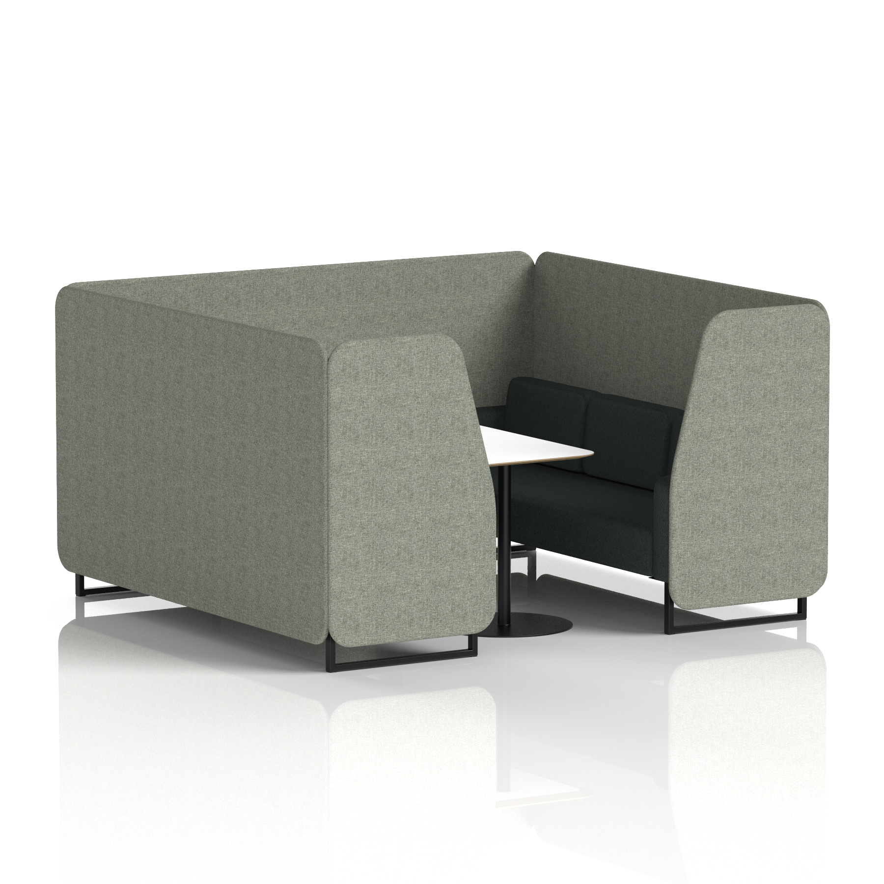 Brixworth Booth With Black Legs And White Table In Two Tone 6 Seater Order Panels And Alike Sofa Band 4 - Synergy