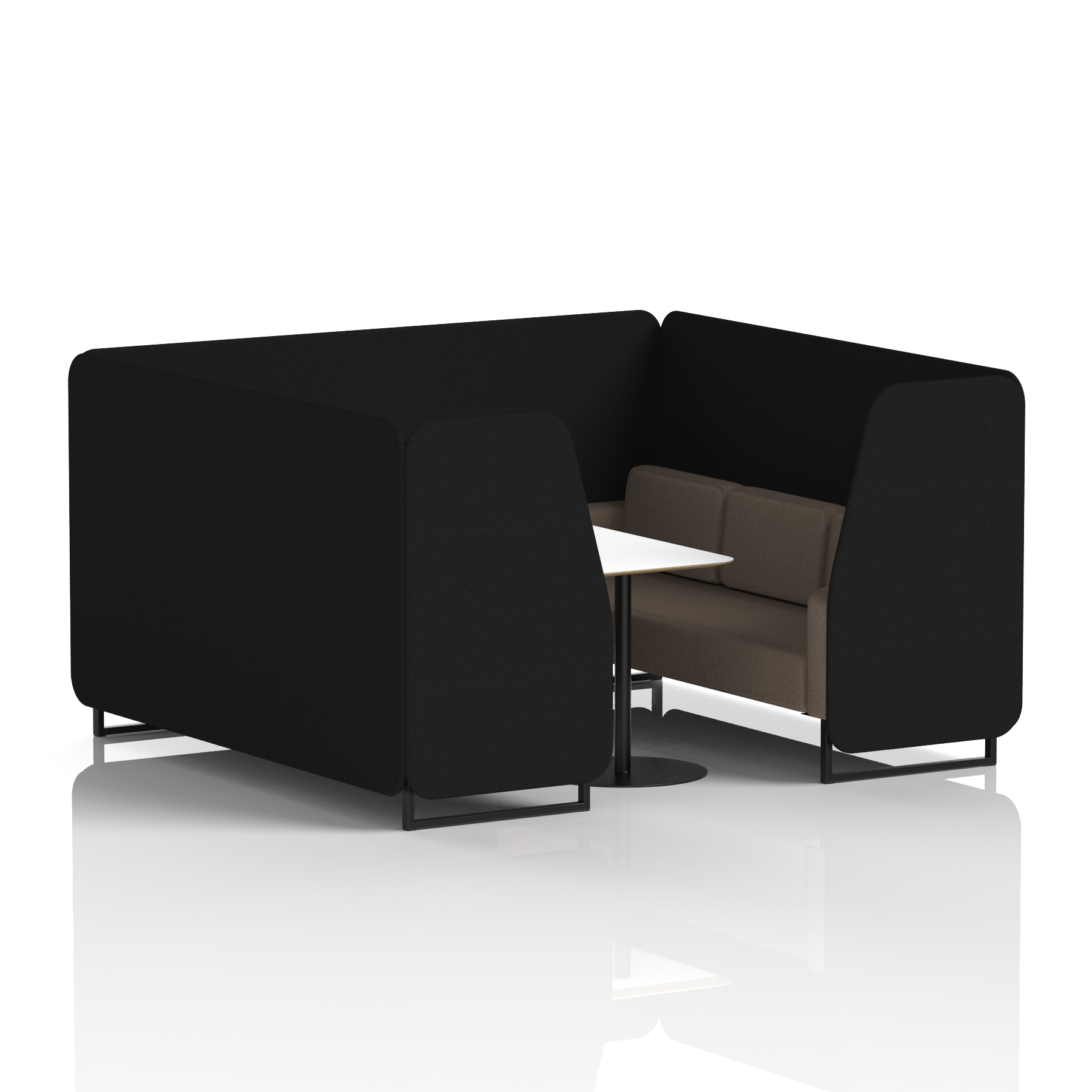 Brixworth Booth With Black Legs And White Table In Two Tone 6 Seater Partner Panels And Mix Sofa Band 4 - Synergy