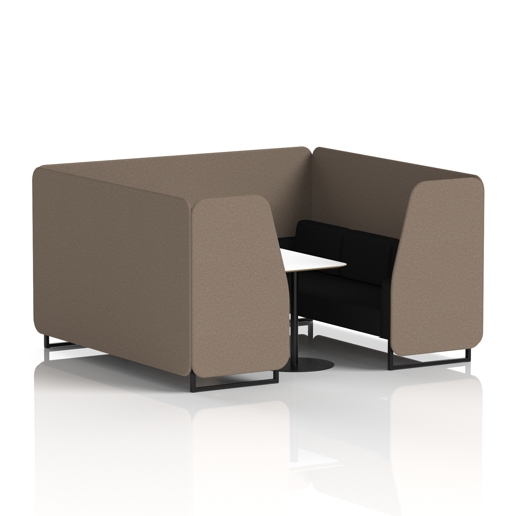 Brixworth Booth With Black Legs And White Table In Two Tone 6 Seater Wed Panels And Affix Sofa Band 4 - Synergy