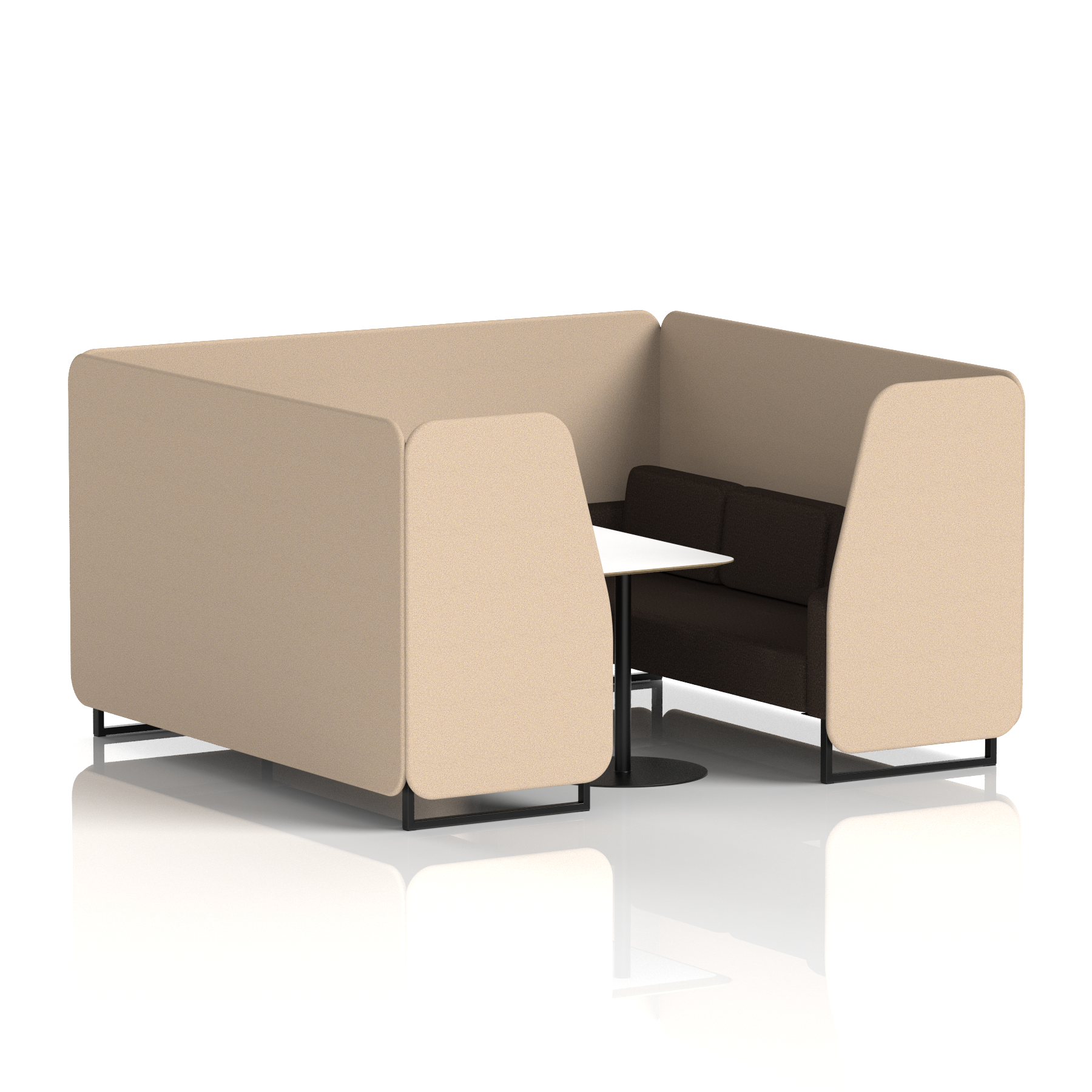 Brixworth Booth With Black Legs And White Table In Two Tone 2 Seater Osaka Panels And Zen Sofa Band 5 - Sumi
