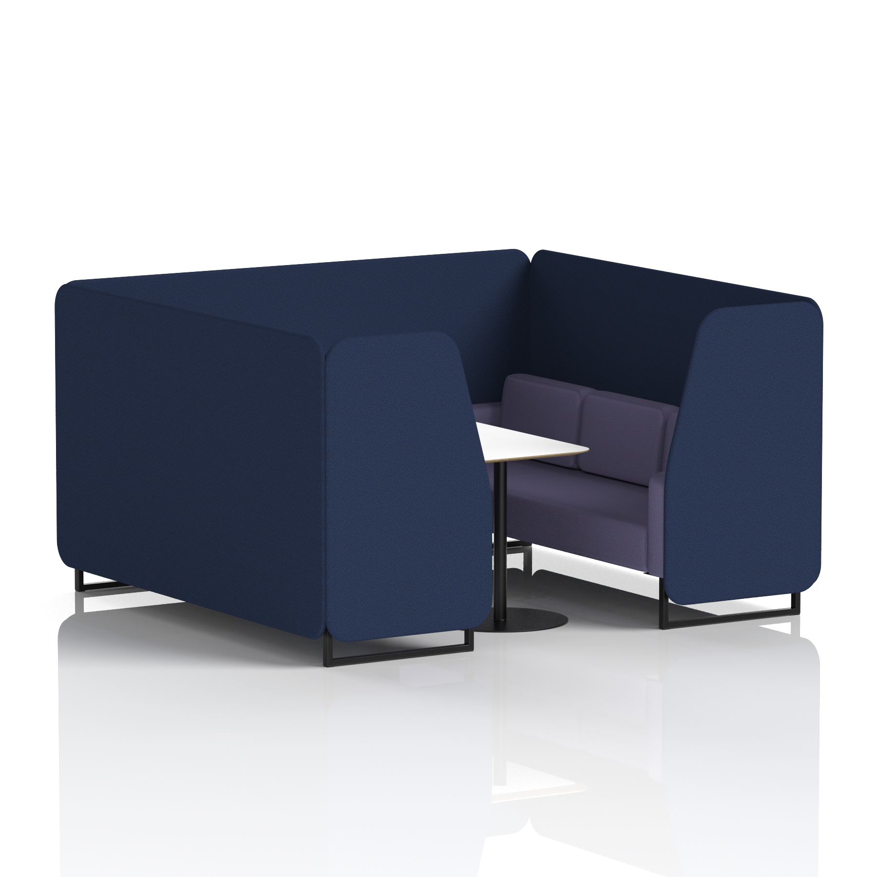 Brixworth Booth With Black Legs And White Table In Two Tone 4 Seater Osaka Panels And Zen Sofa Band 5 - Sumi