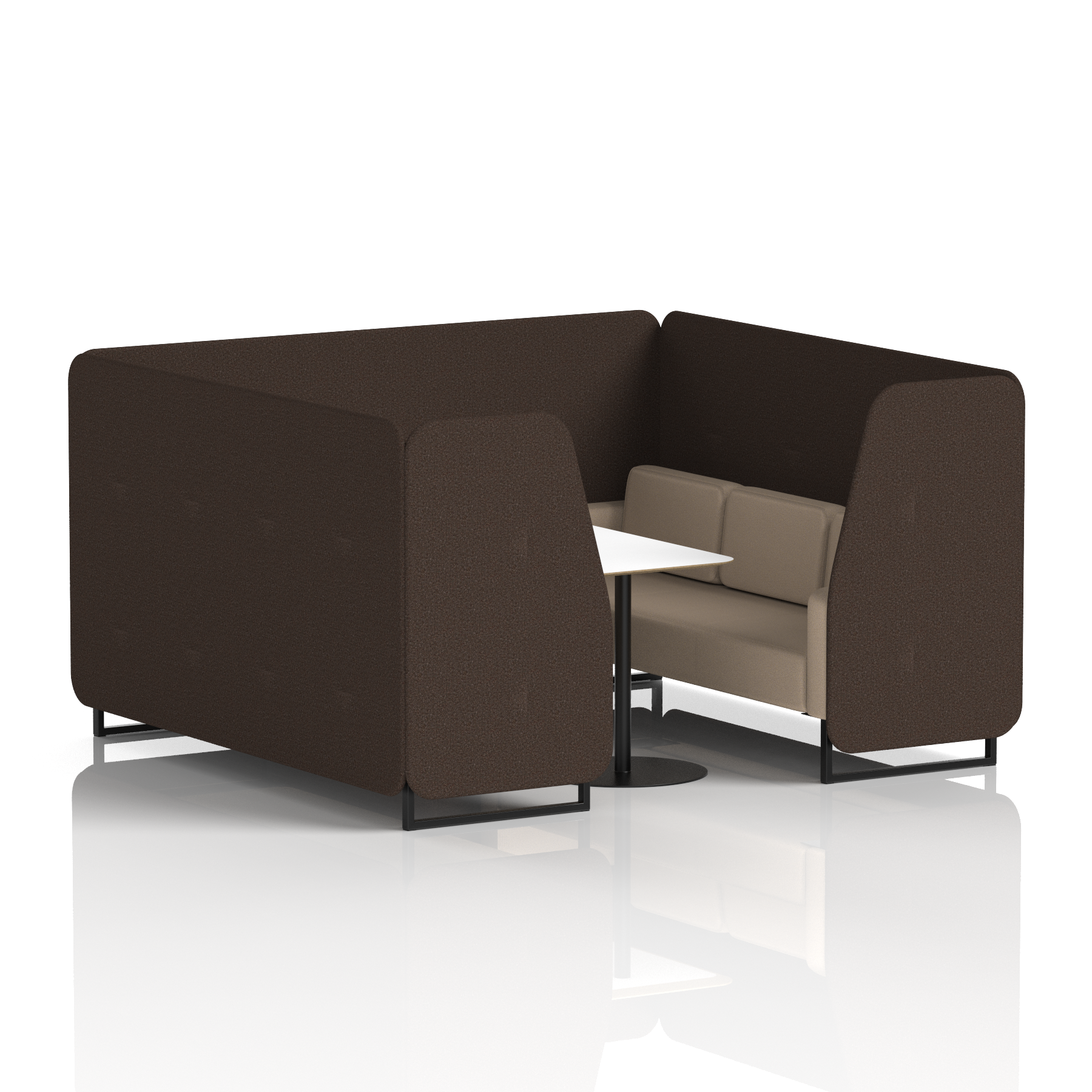 Brixworth Booth With Black Legs And White Table In Two Tone 6 Seater Tokyo Panels And Kobe Sofa Band 5 - Sumi