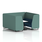Brixworth Booth With Black Legs And White Table In Two Tone 2 Seater Uto Panels And Handa Sofa Band 5 - Sumi