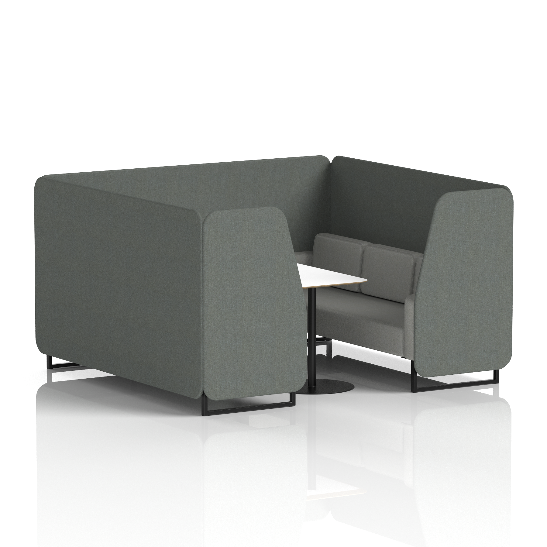 Brixworth Booth With Black Legs And White Table In Two Tone 4 Seater Uto Panels And Handa Sofa Band 5 - Sumi
