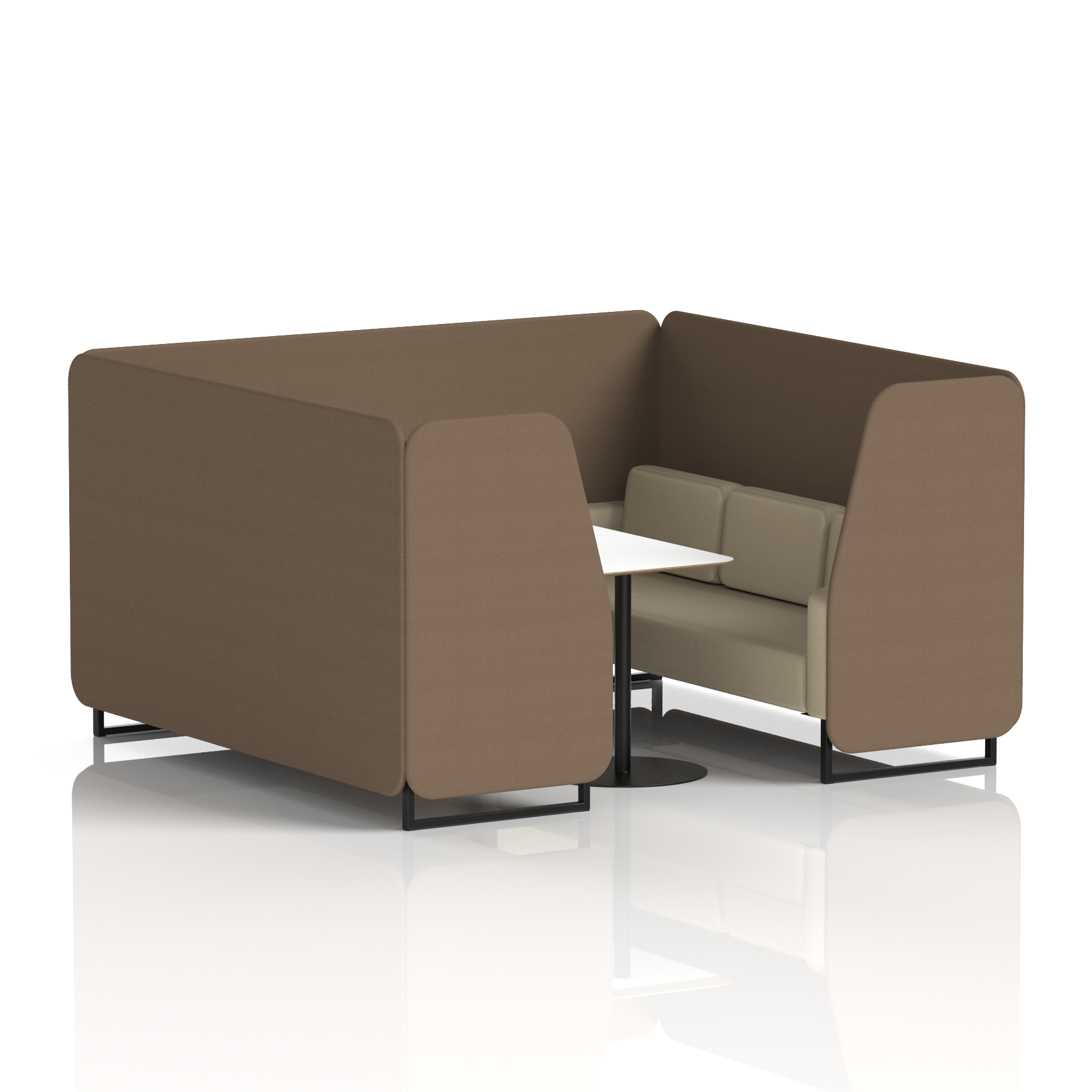 Brixworth Booth With Black Legs And White Table In Two Tone 6 Seater Uto Panels And Handa Sofa Band 5 - Sumi