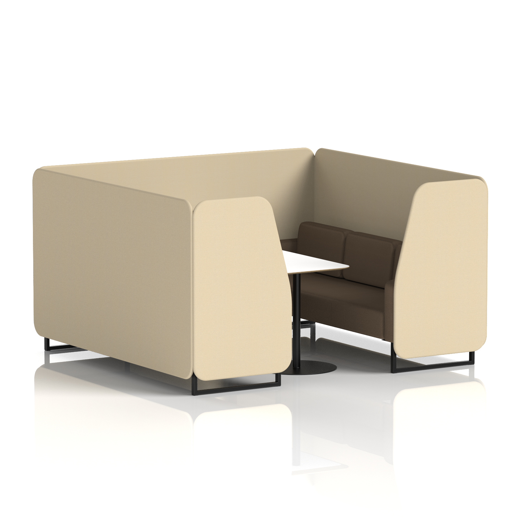 Brixworth Booth With Black Legs And White Table In Two Tone 6 Seater Zen Panels And Osaka Sofa Band 5 - Sumi