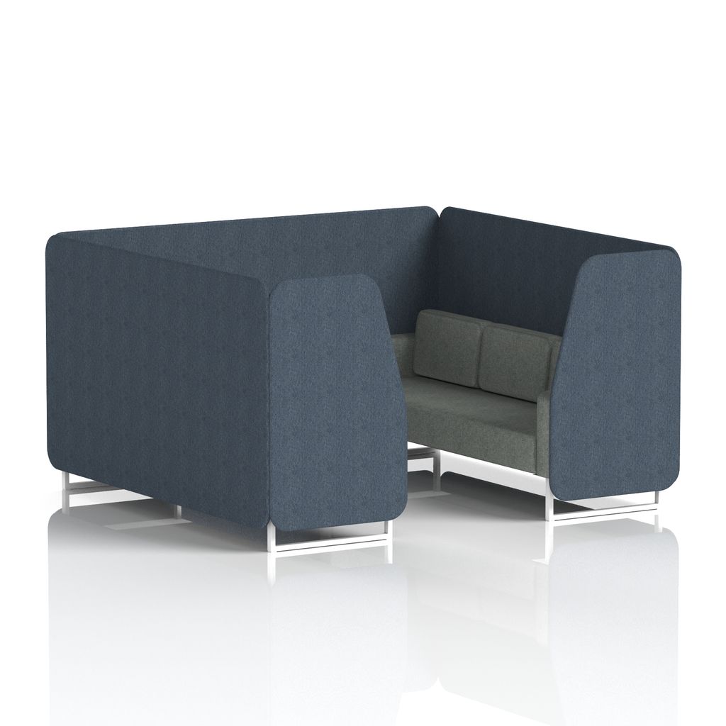 Brixworth Booth With White Legs in Two Tone 6 Seater Mix Panels And Partner Sofa Band 4 - Synergy