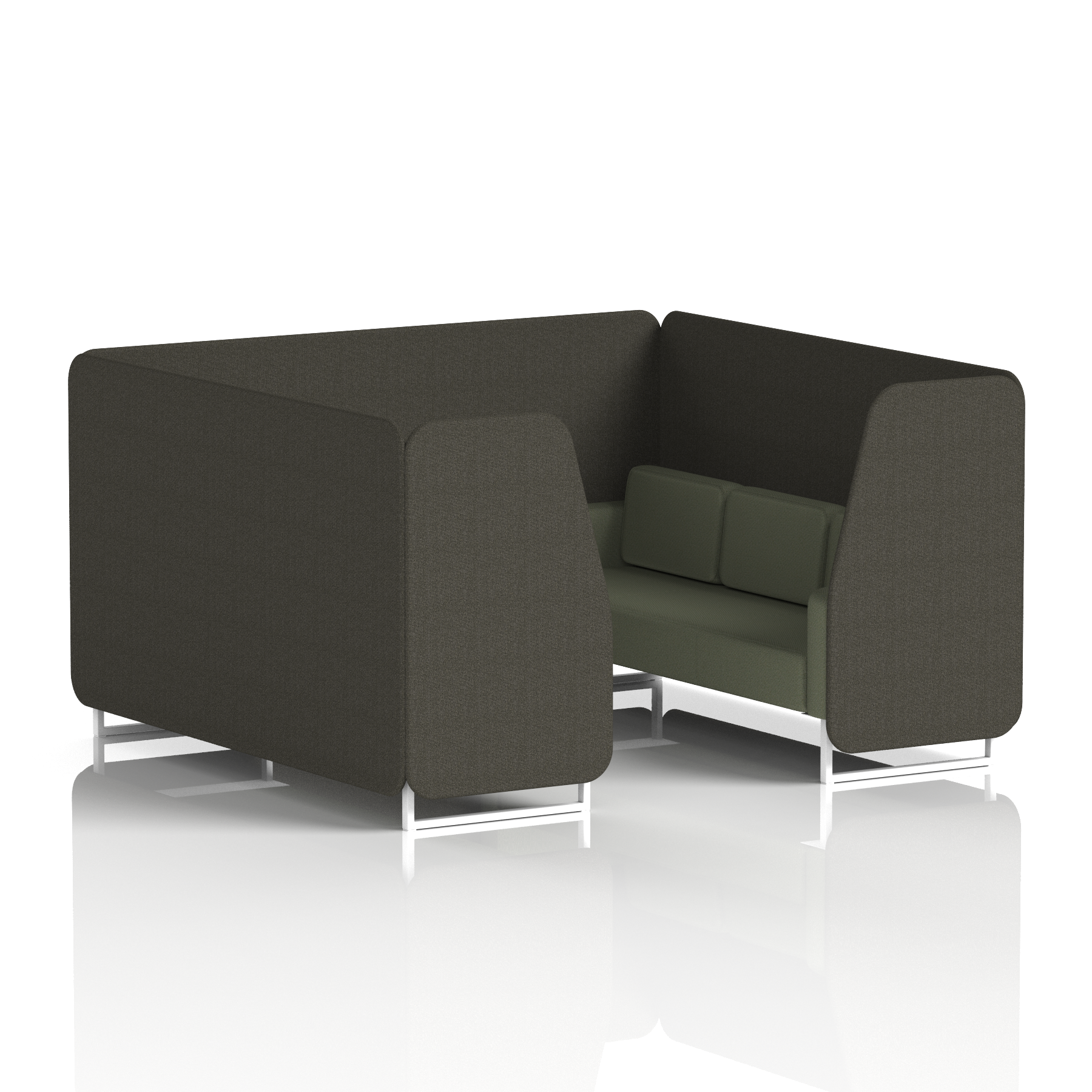 Brixworth Booth With White Legs in Two Tone 2 Seater Kobe Panels And Tokyo Sofa Band 5 - Sumi