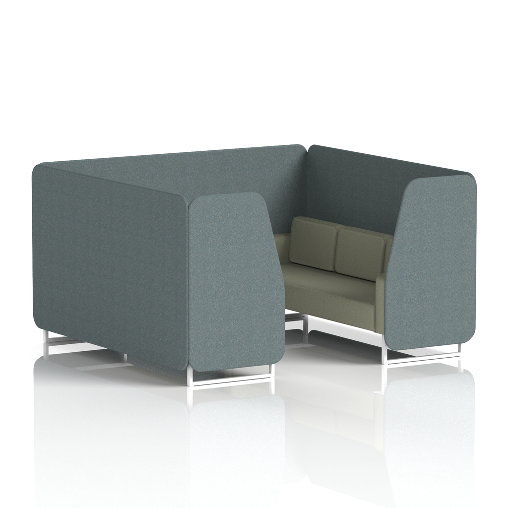 Brixworth Booth With White Legs in Two Tone 6 Seater Kobe Panels And Tokyo Sofa Band 5 - Sumi
