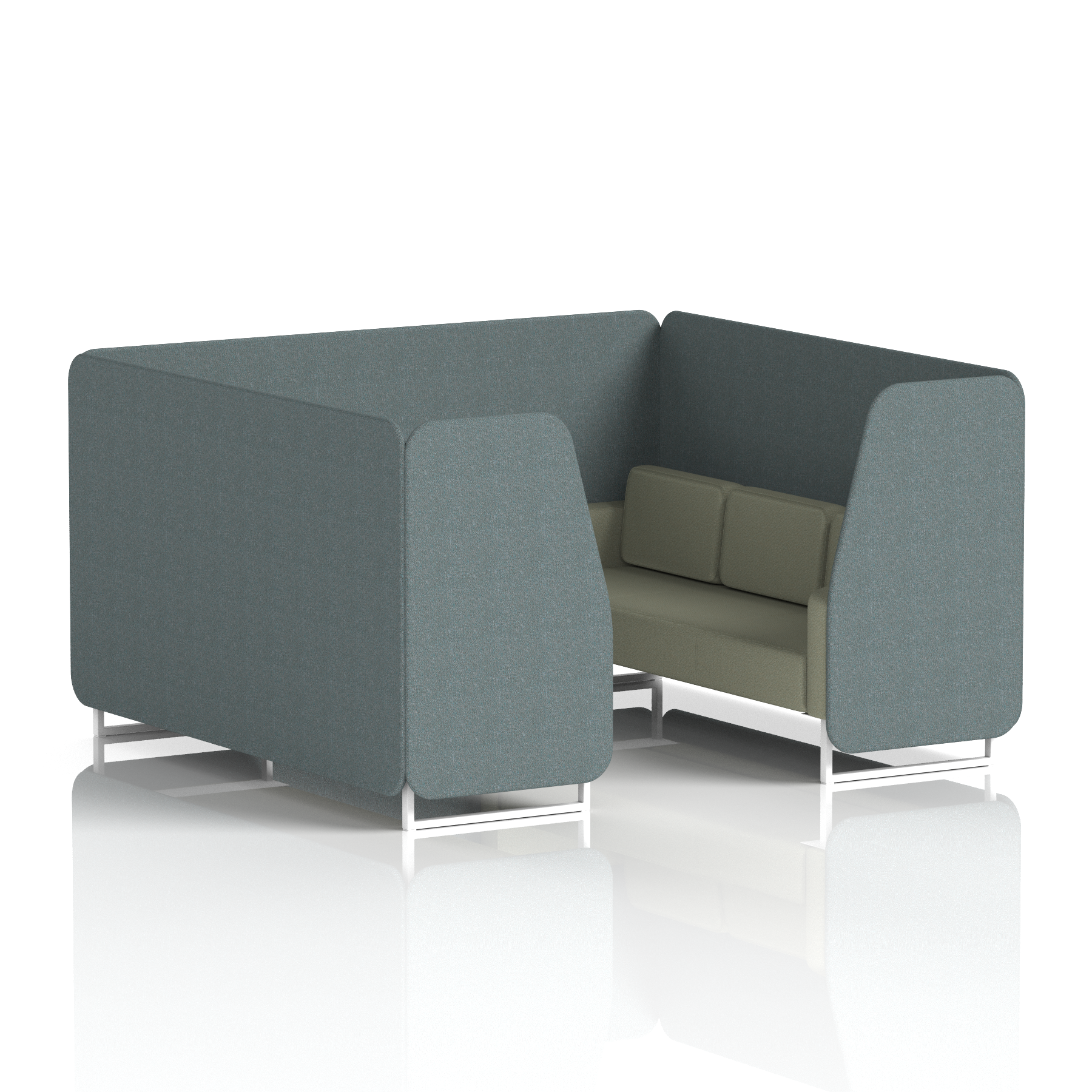 Brixworth Booth With White Legs in Two Tone 6 Seater Kobe Panels And Tokyo Sofa Band 5 - Sumi