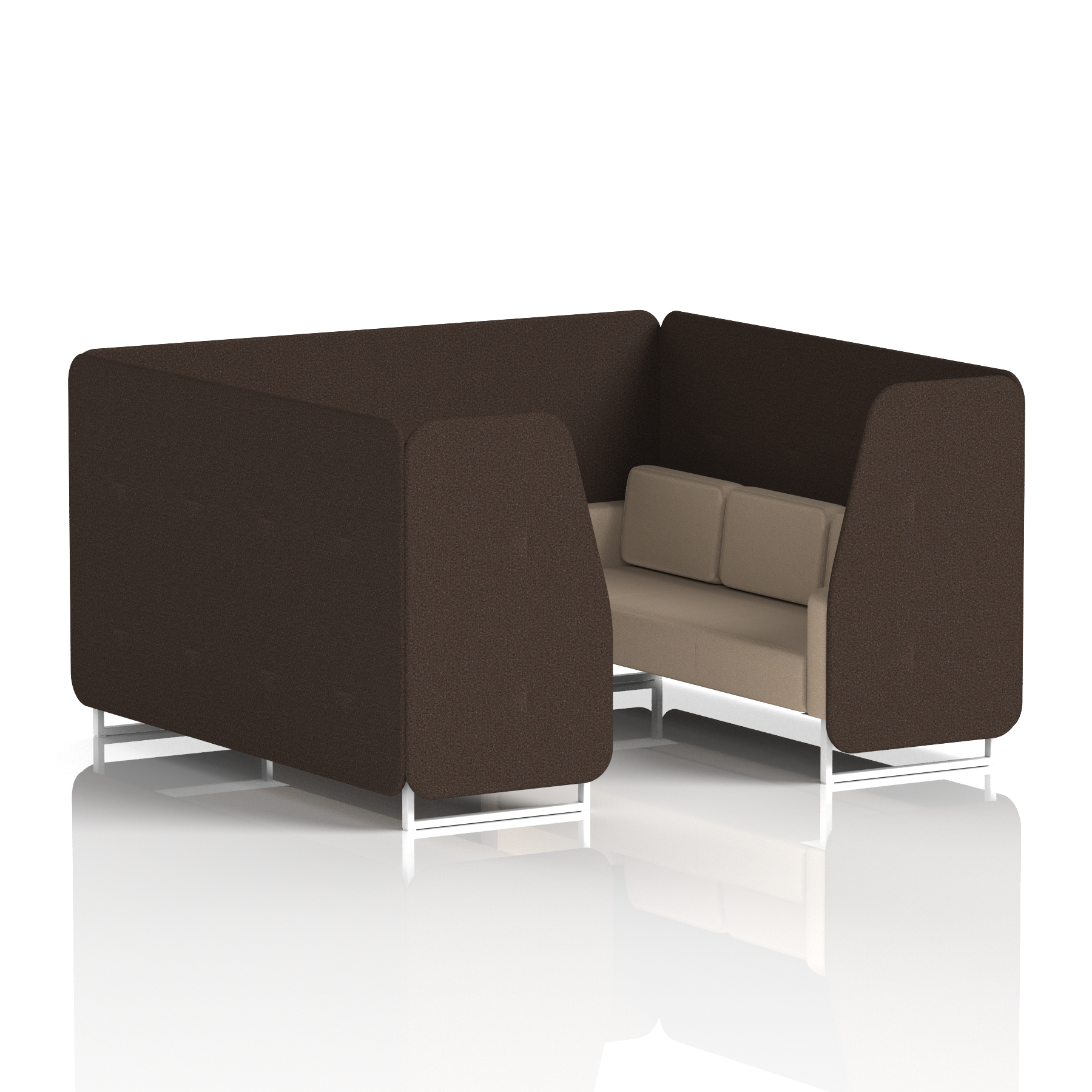 Brixworth Booth With White Legs in Two Tone 6 Seater Tokyo Panels And Kobe Sofa Band 5 - Sumi