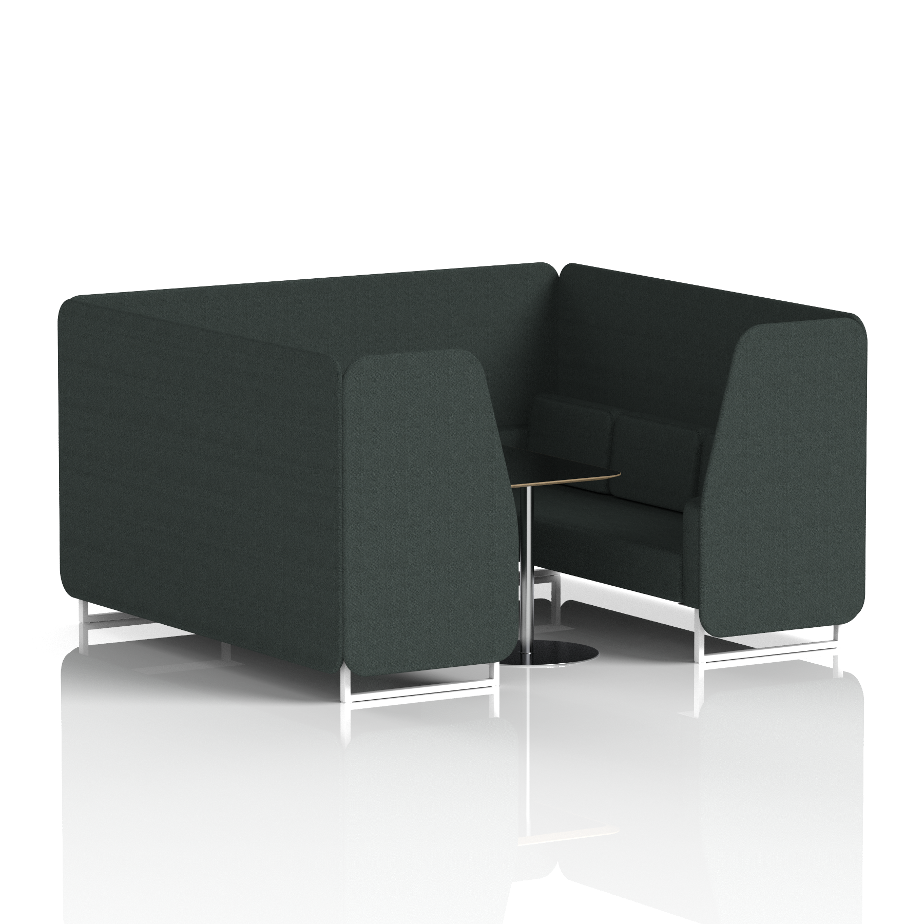 Brixworth Booth With White Legs And Black Table In Single Tone 4 Seater Mix Panels And Sofa Band 4 - Synergy