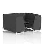 Brixworth Booth With White Legs And Black Table In Single Tone 2 Seater Partner Panels And Sofa Band 4 - Synergy