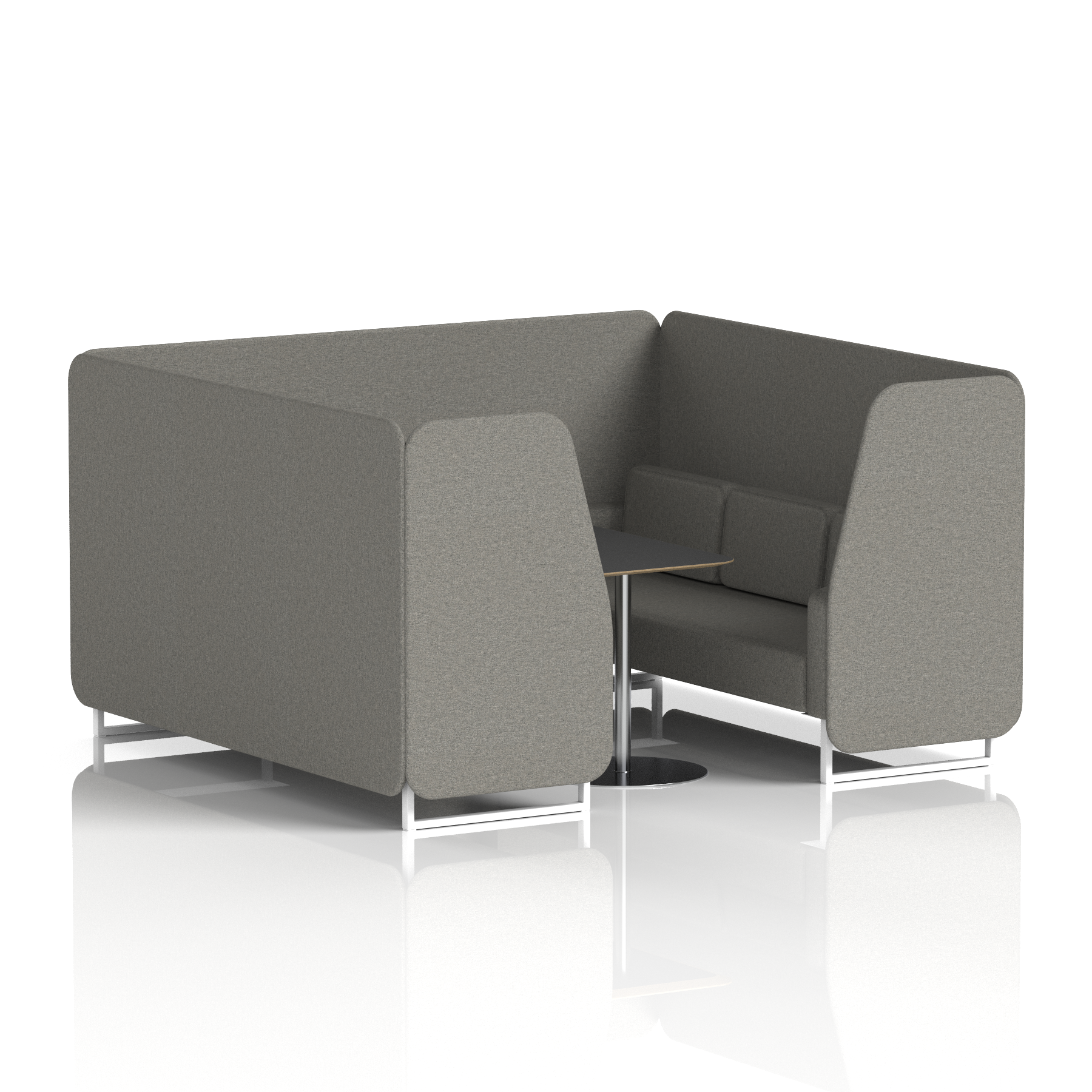Brixworth Booth With White Legs And Black Table In Single Tone 2 Seater Wed Panels And Sofa Band 4 - Synergy